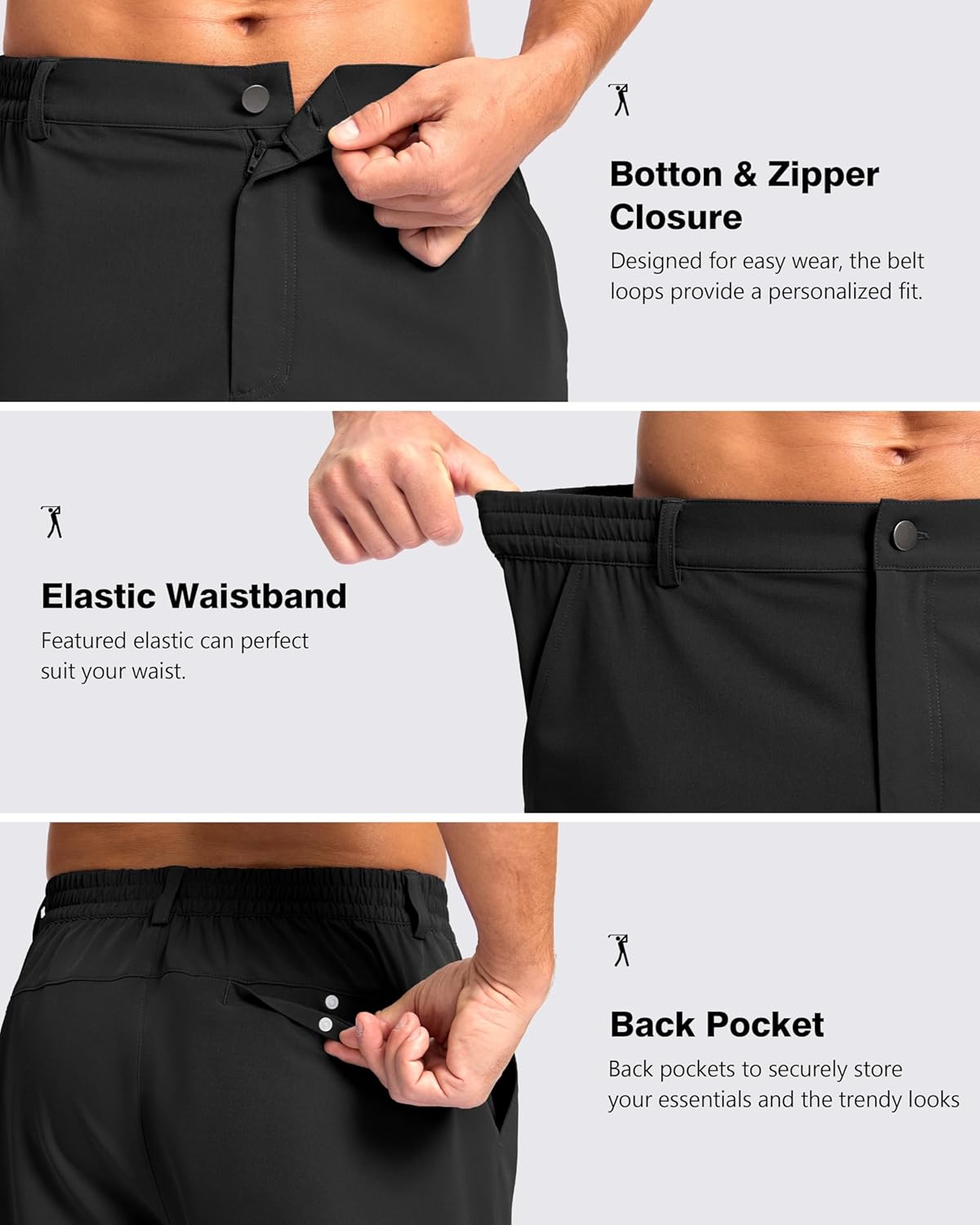 Pudolla Men's Casual Shorts 7"/9" Lightweight Golf Shorts with 3 Pockets Stretch Quick Dry Comfy Work Shorts
