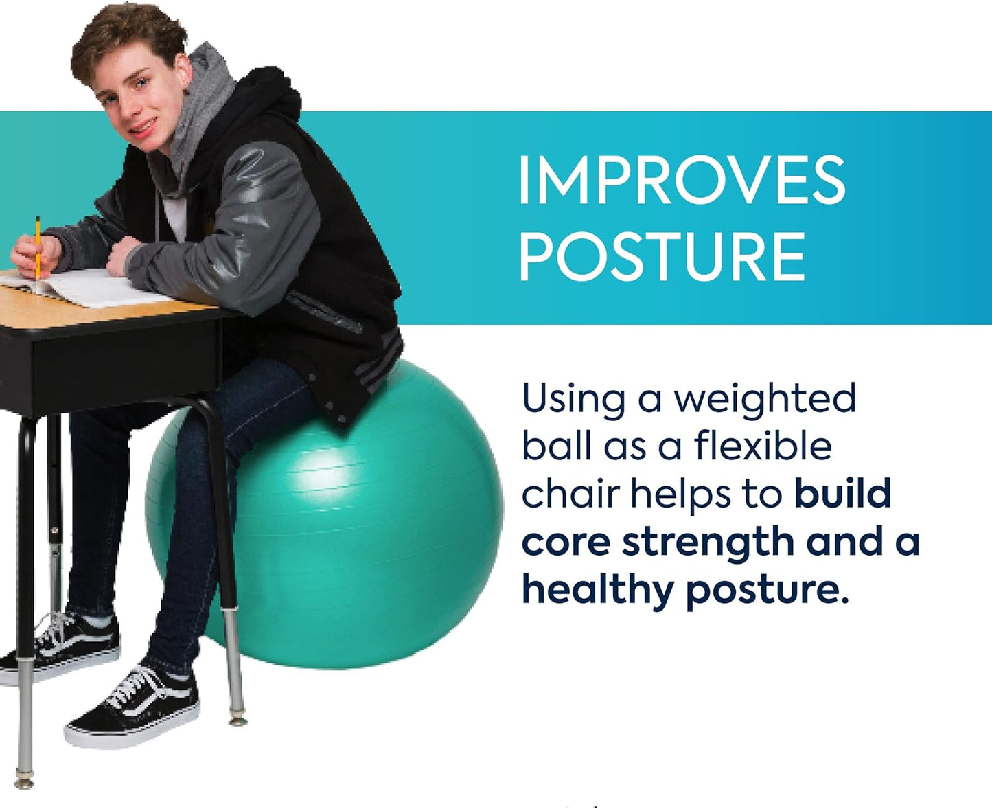 Bouncyband Balance Ball – Create Flexible Seating to Improve Focus at School, Office, or Home with This No-Roll Weighted Ball