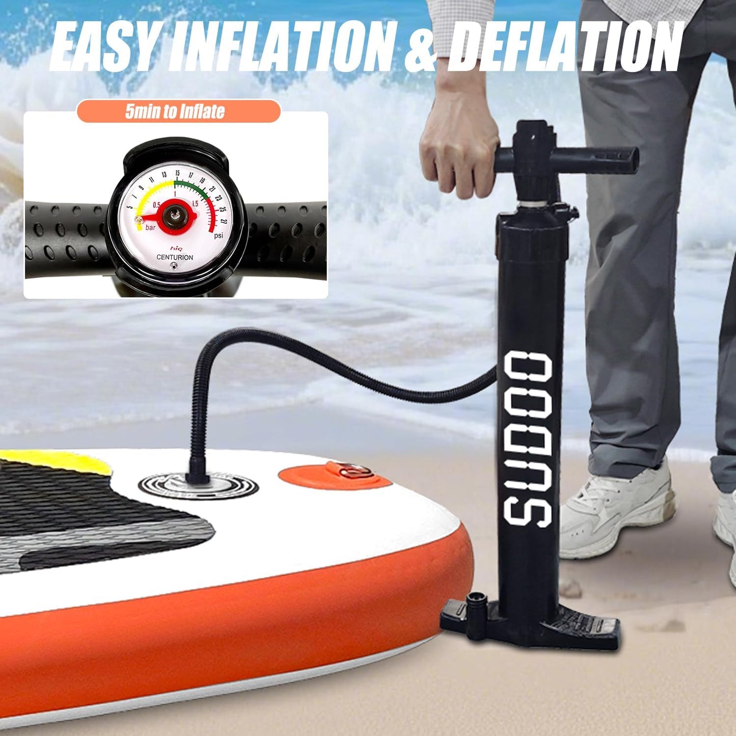 Inflatable Stand Up Paddle Board 10‘x30‘‘- Ultra-Light SUP with Backpack, Pump, Paddle, Coil Leash, 3 Fins, Repair Kit, Stable Design, Non-Slip EVA Deck for Adults & Youth