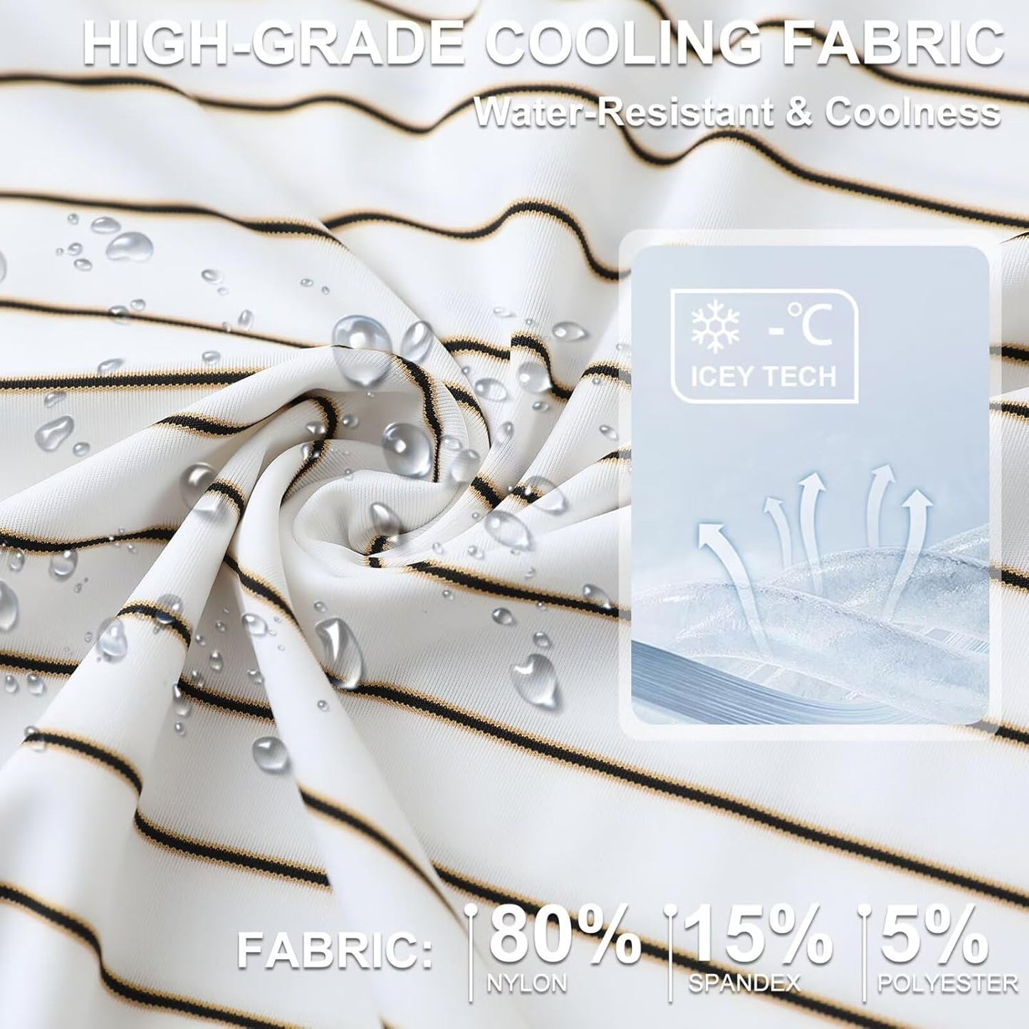 M MAELREG Mens Striped Golf Shirts Short Sleeve Silk-Like Touch Water-Resistant Breathable Soft Collared Polo Shirts for Men