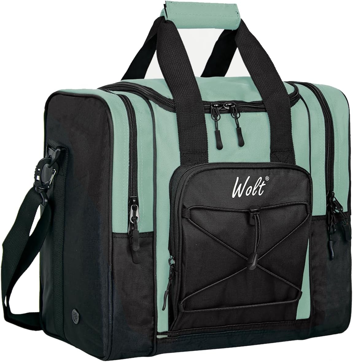 WOLT Bowling Ball Bag for Single Ball - Bowling Ball Tote Bag with Padded Ball Holder, 2 Pockets fit Bowling Shoes Up to Mens Size 14 and Accessories