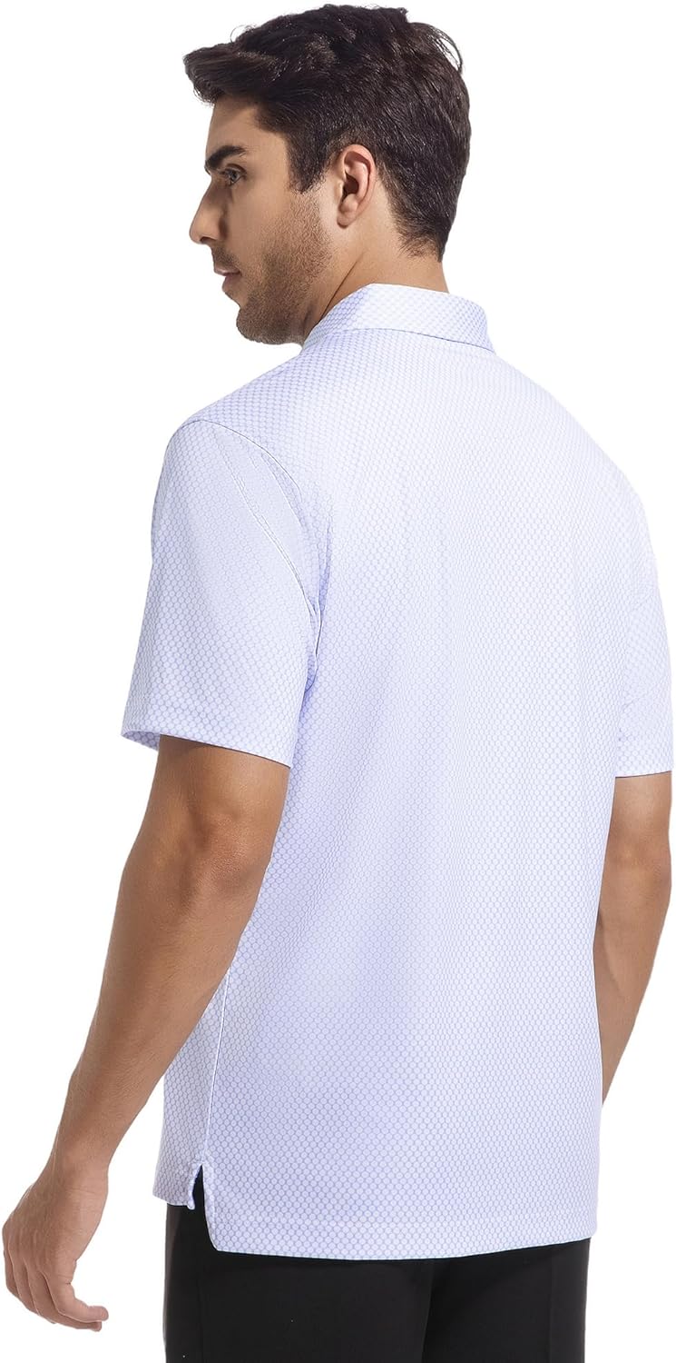SAMERM Mens Golf Shirts Short Sleeve Dry Fit Performance Moisture Wicking Print Sport Polo Shirts for Men Casual