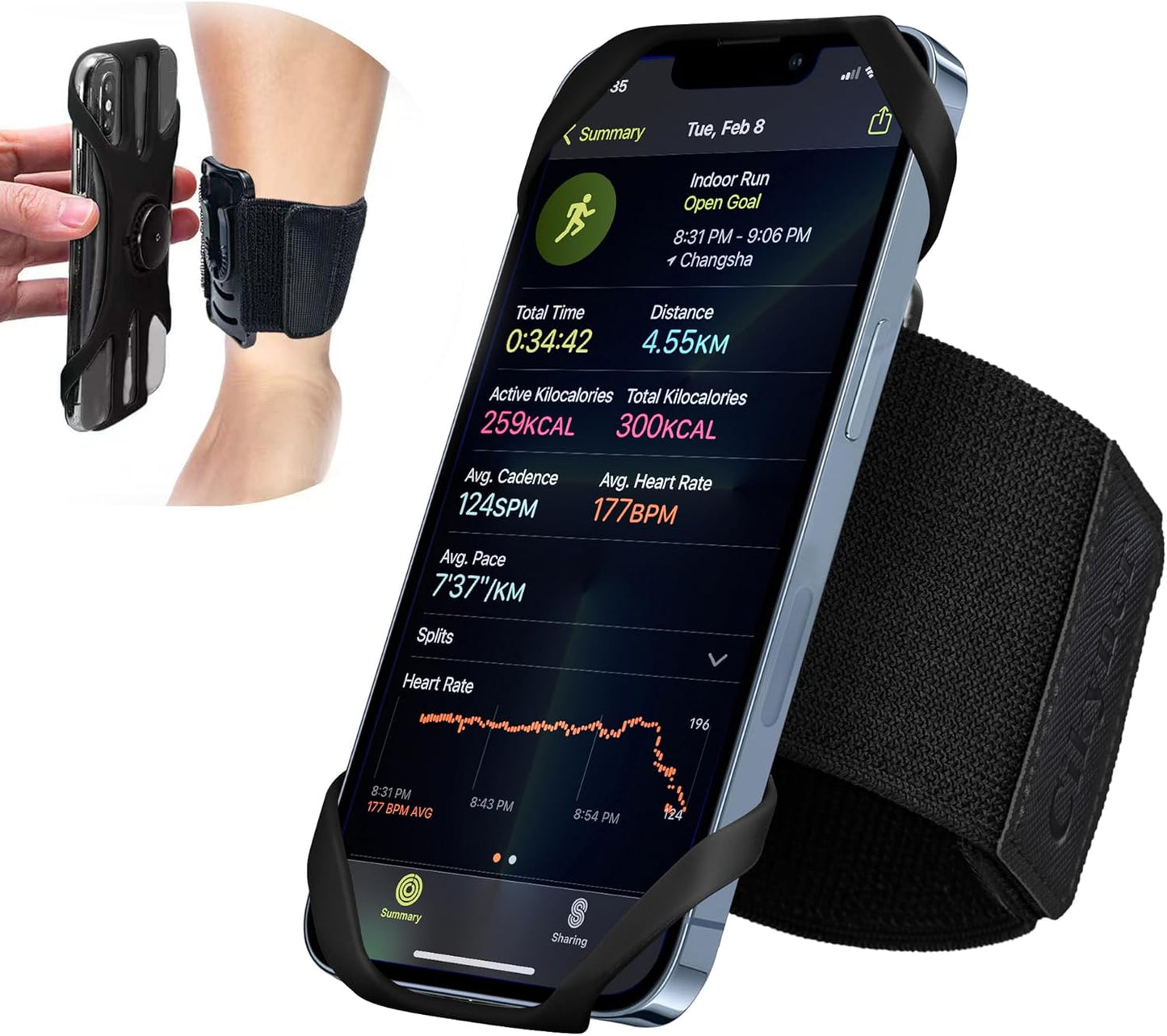 Cikyner Running wristband, Running Phone Holder Sports wristband 360° Rotatable & Detachable Running Phone wristband for 4.5- 7'' iPhone for Gym Jogging Cycling Hiking