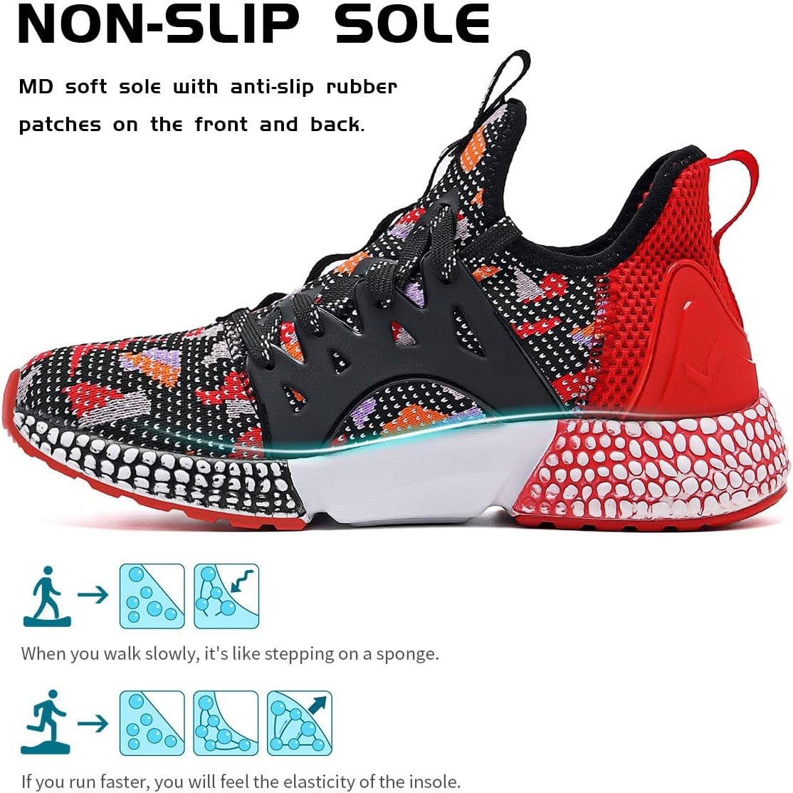 WETIKE Boy's Shoes Mesh Slip on Lightweight Running Sneakers