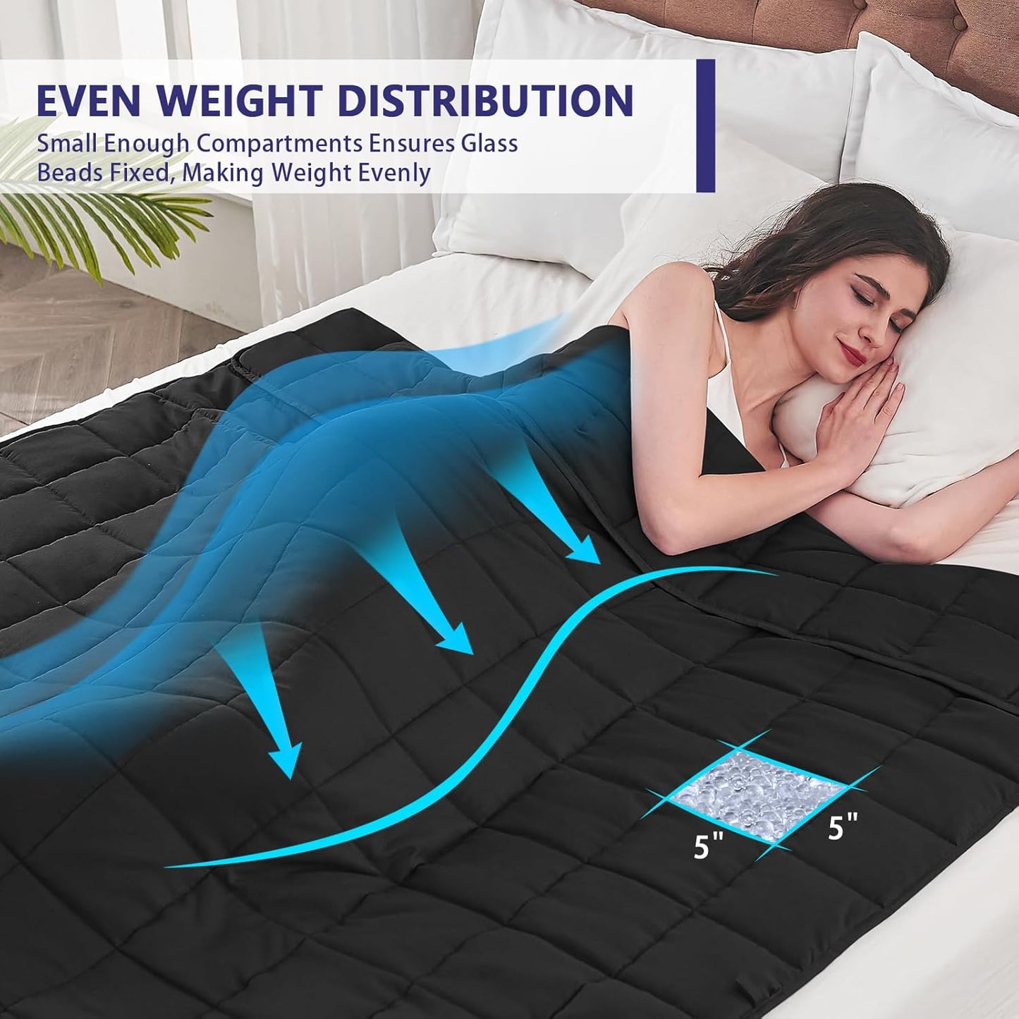 King Size Weighted Blanket for Adults (25 lbs, 80” x 87”, Black) Cooling Heavy Blanket for Sleeping Perfect for 240-260 lbs, Breathable Blanket for Adults & Couple All Season, Machine Washable