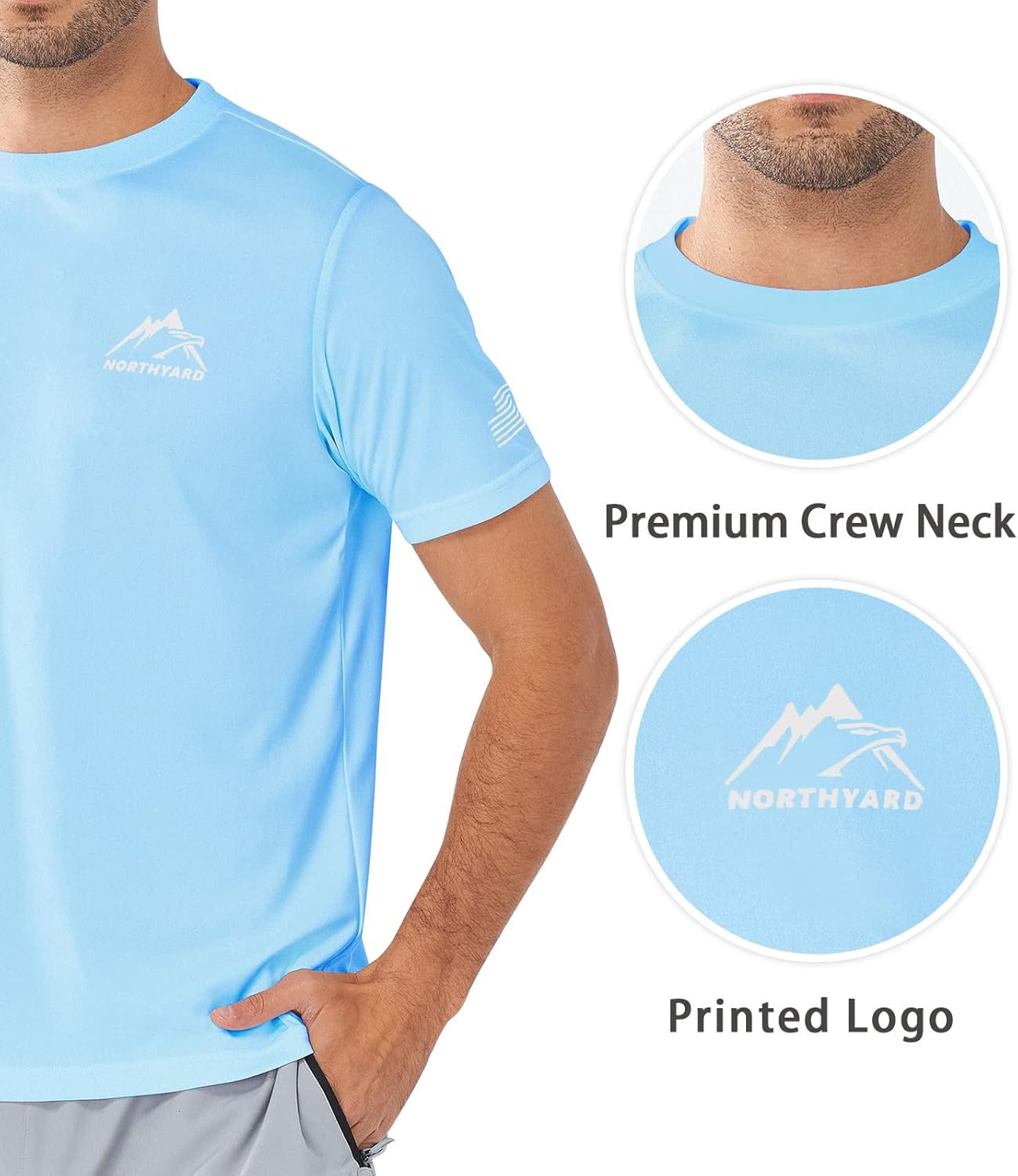 NORTHYARD Men's UPF 50+ Sun Protection Shirts Swim SPF UV Quick Dry Short Sleeve T-Shirts for Athletic Fishing Rash Guard