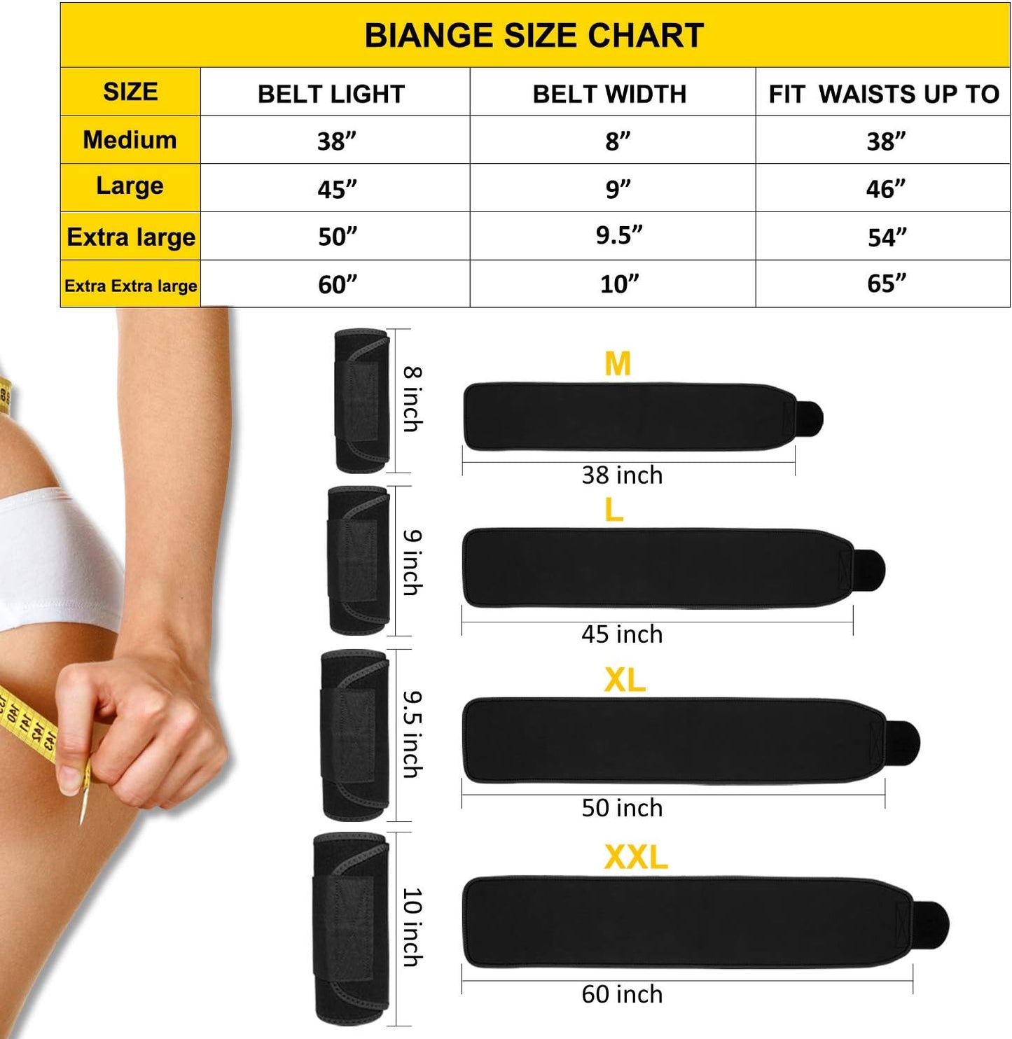 Biange Waist Trainer for Women Men Sweat Belt Waist Trimmer Belly Band Stomach Wraps