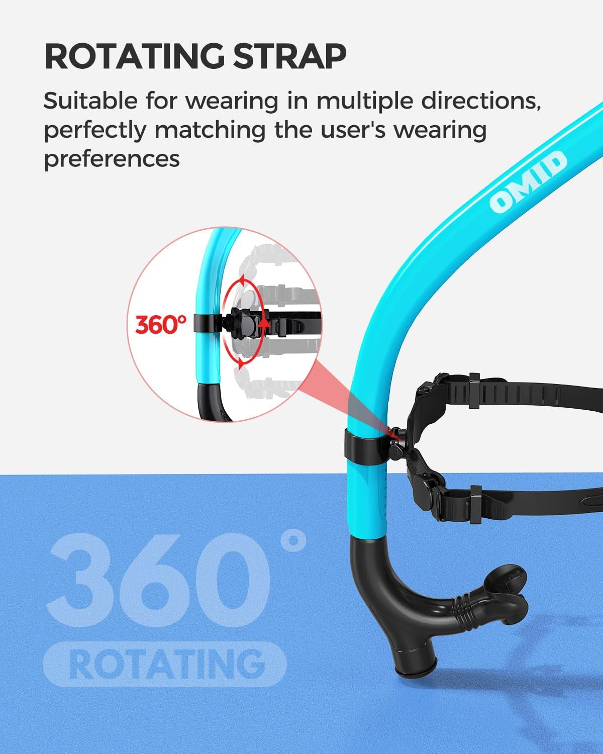 OMID SN1 Snorkel for Adult Youth, Diving Snorkel with One-Way Purge Valve, Food-Grade Silicone Mouthpiece