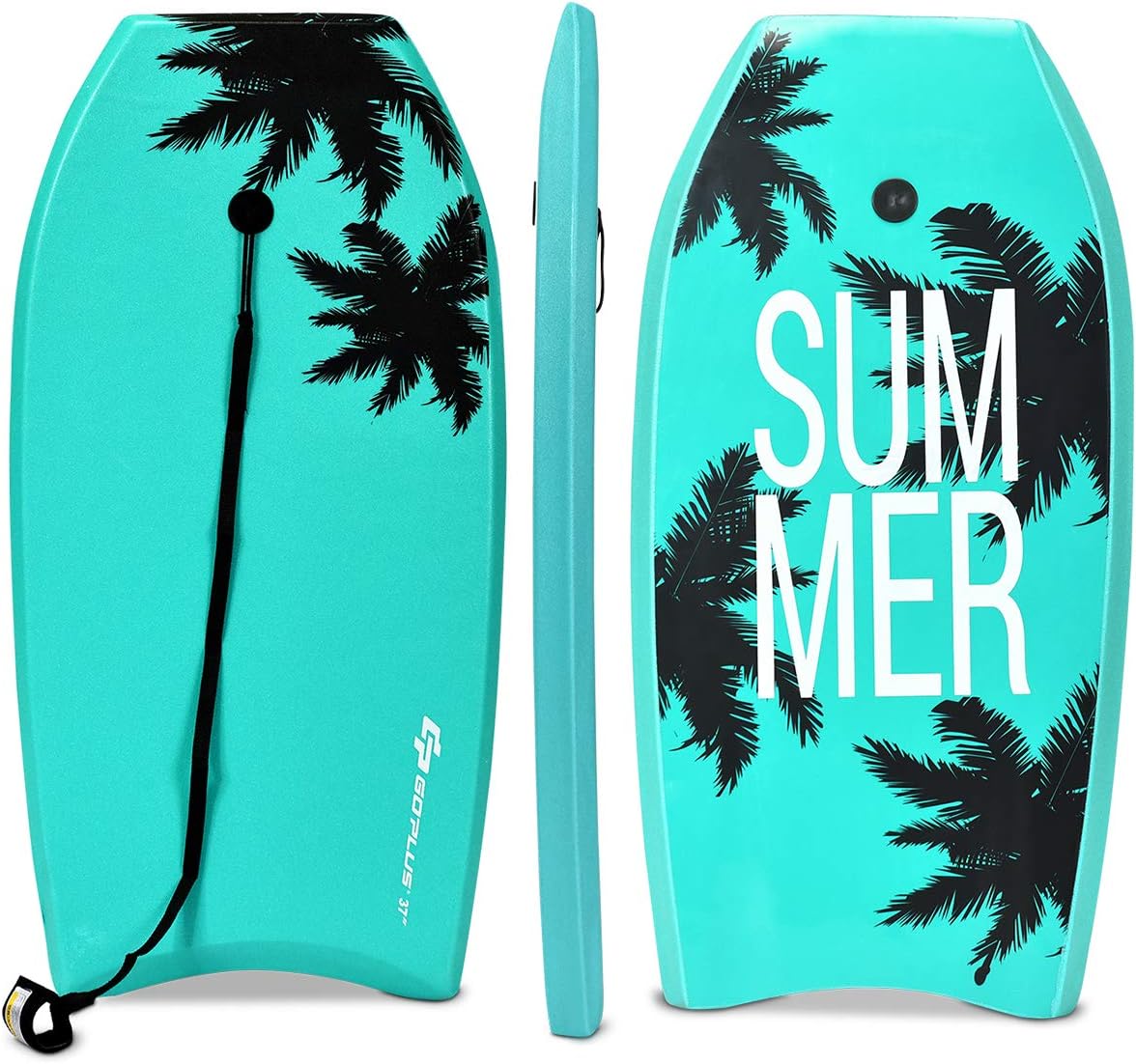 Goplus 41''/37''/33'' Lightweight Body Board for Beach, Surf Board with EPS Core, XPE Deck, HDPE Slick Bottom, Wrist Leash, Bodyboard for Kids Adults Surfing