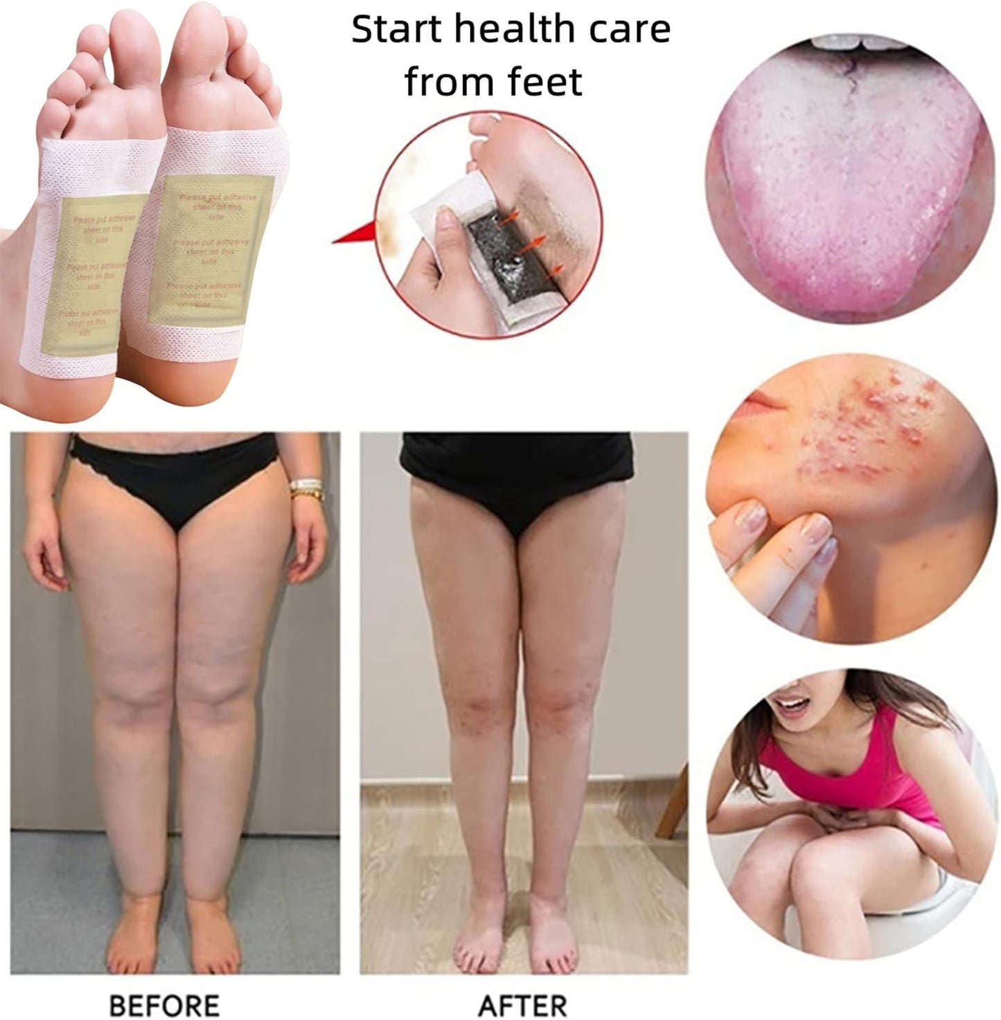 Ginger Foot Pads 100 Packs Bamboo Vinegar Patch Gold Foot Patches Easy to use