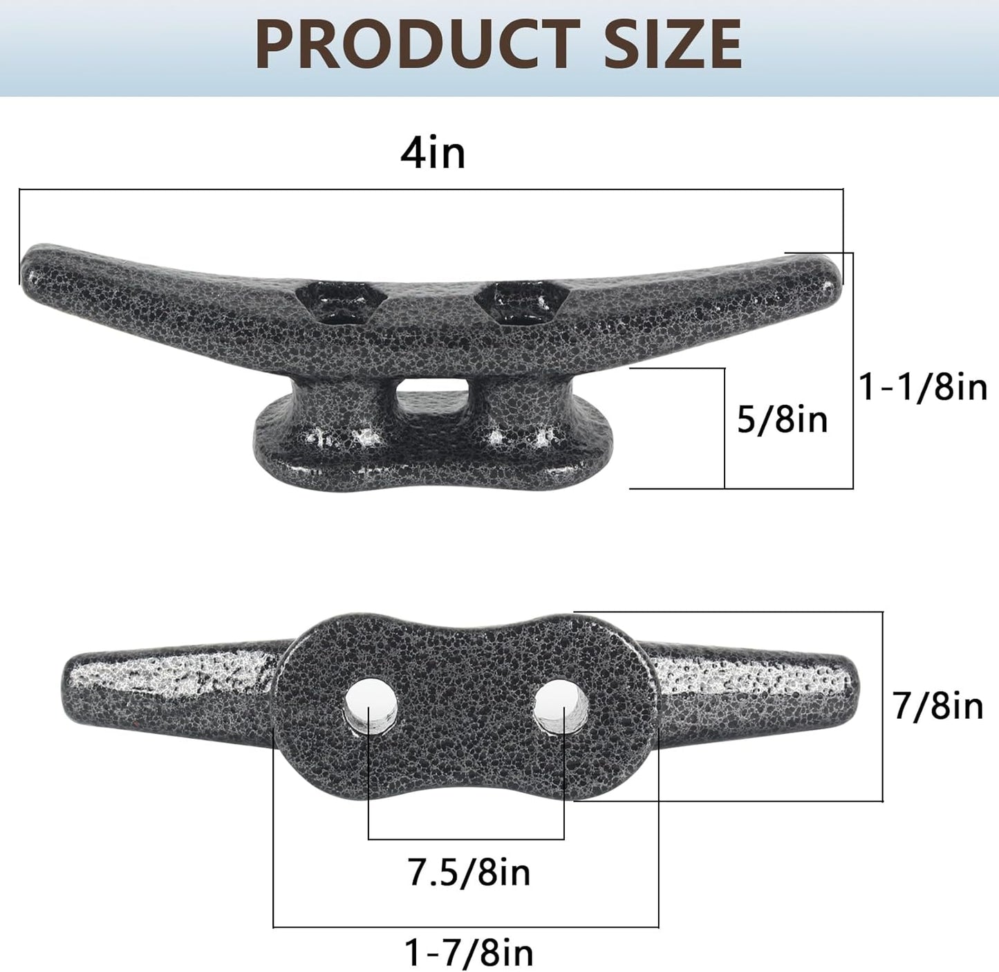 4 inch Dock Cleats 4/6/8/12/16/20/24 Pack,Boat Dock Cleats Rope Cleat Marine Cleats Iron Boat Cleats with Hardware ldeal for Deck,Nautical Decor,Cleats for Boat Dock,Boat Tie Down Cleats