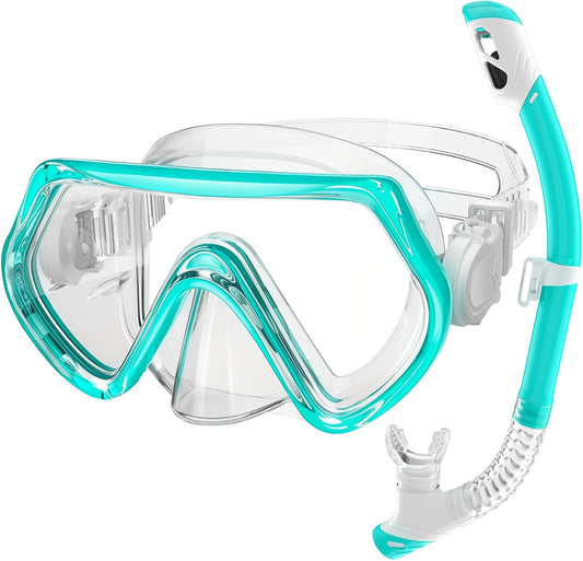 Snorkeling Gear for Kids, Kids Snorkel Set for Ages 3-14, Anti-Fog Diving Mask and Dry Top Snorkel Combo Set, Unisex Swimming Goggles