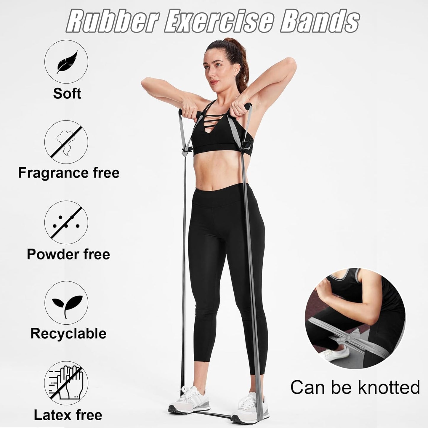 Resistance Bands for Working Out, Physical Therapy Bands, Latex Free Elastic and Exercise Bands Set for Stretching, Suitable for Rehab, Yoga, Pilates, Gym, Home Exercise