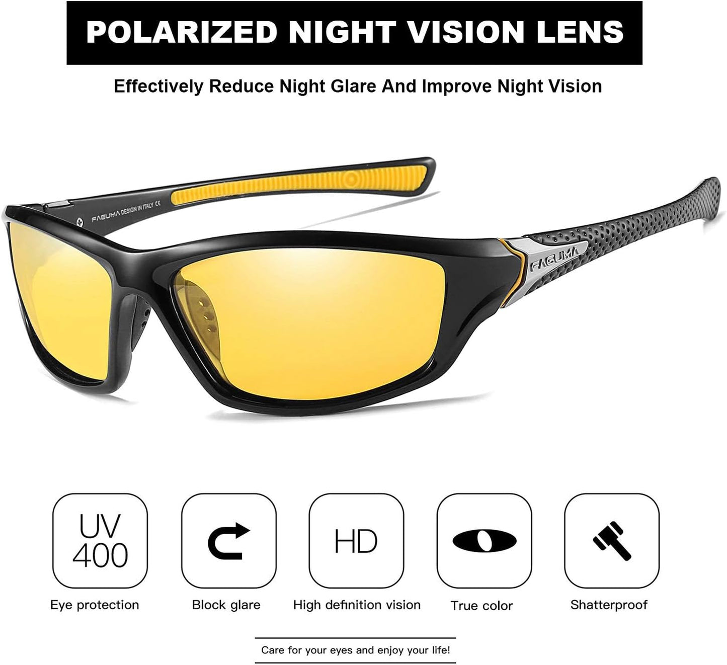 FAGUMA Sports Polarized Sunglasses For Men Cycling Driving Fishing UV400 Protection