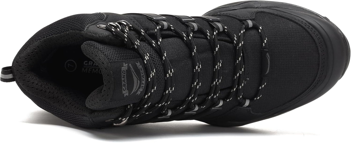 Men's Mid Waterproof Hiking Boots Lightweight Approach Trekking Comfortable Backpacking Non Slip Work Shoes Outdoor Camping Travel Cross Trainer Sneakers