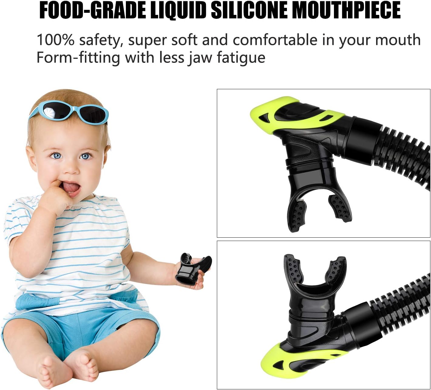 Aegend Dry Snorkel, Dive Mask Easy-Breath Free Diving Snorkel for Snorkeling Scuba Diving Freediving Swimming, with Top Dry Valve and Food-Grade Silicone Mouthpiece