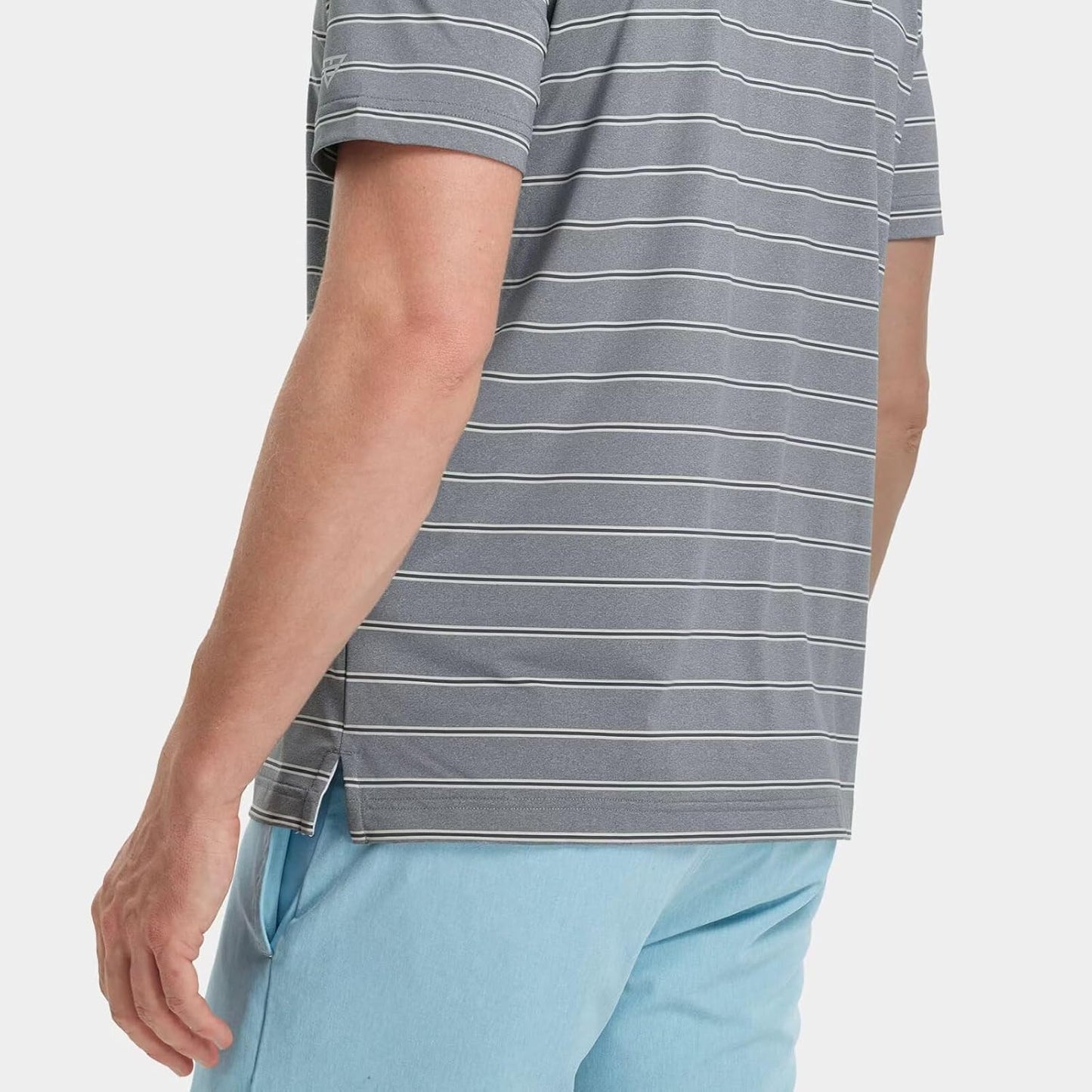 M MAELREG Golf Shirts for Men Moisture Wicking Striped Polo Performance Dry Fit Business Sports Mens Polo Shirts Short Sleeve