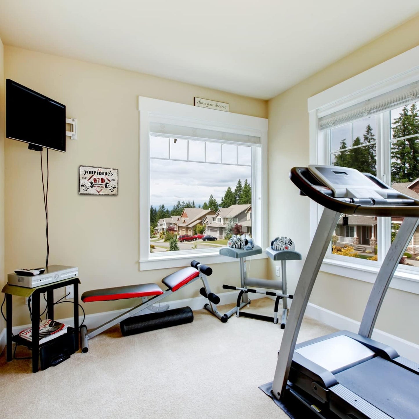 Custom Gym Sign Wall Art Decor Personalized Name Aluminum Metal Sign Retro Workout Room Fitness Center Tin Sign - house of misery and pain