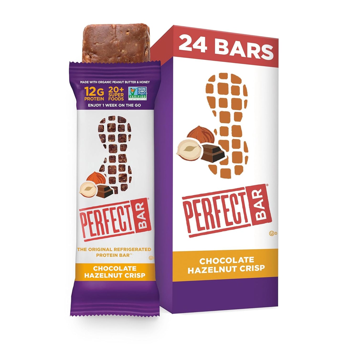 Perfect Bar Original Refrigerated Protein Bar, Chocolate Hazelnut Crisp, 2.3 Ounce Bars, 8 Count (Pack of 3)
