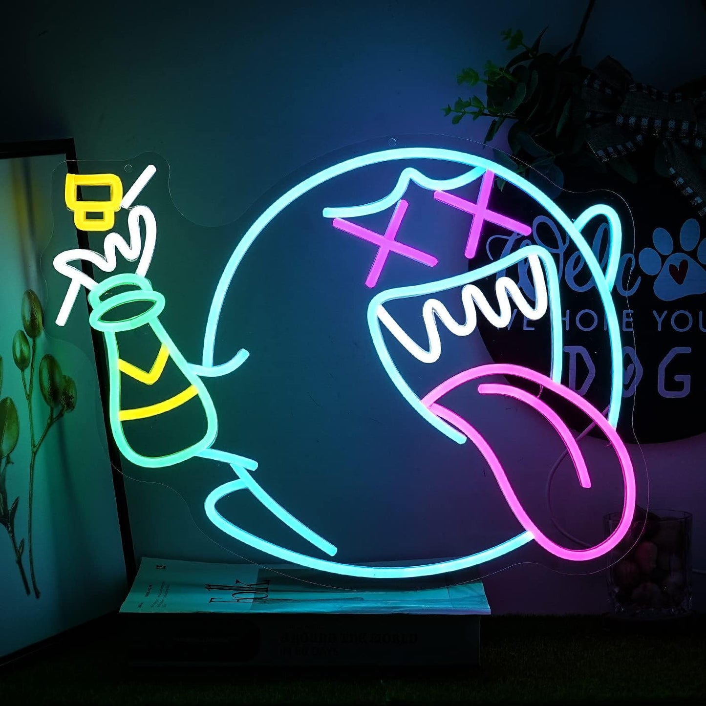 Ghost Neon Sign for Wall Decor Ghost Face Neon Light Gaming Led Neon Signs Colorful LED Neon Lights for Gaming Zone Man Cave Bedroom Decoration