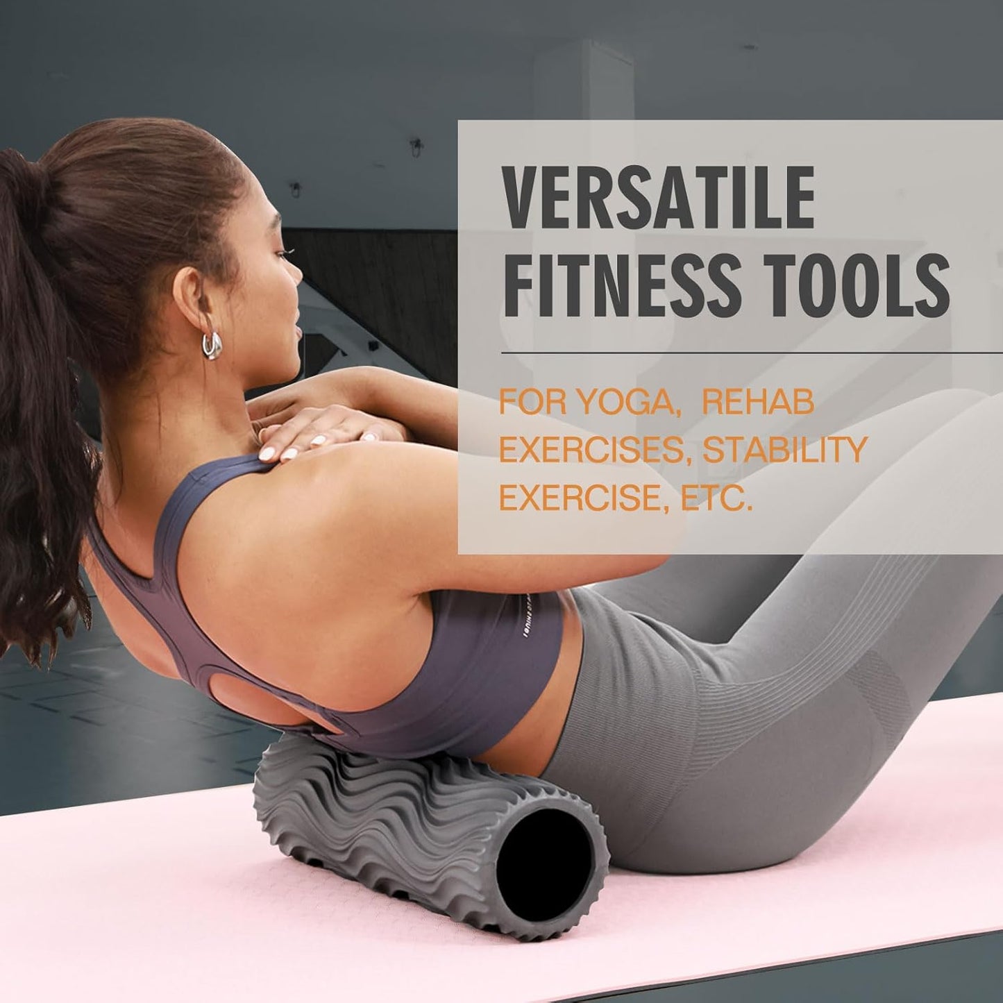 Foam Roller, Deep Tissue Massage Muscle Roller Back Roller Foam with Wave Texture - Back Pain Relief & Physical Therapy, Fitness Foam Roller for Pilates, Yoga (Grey)