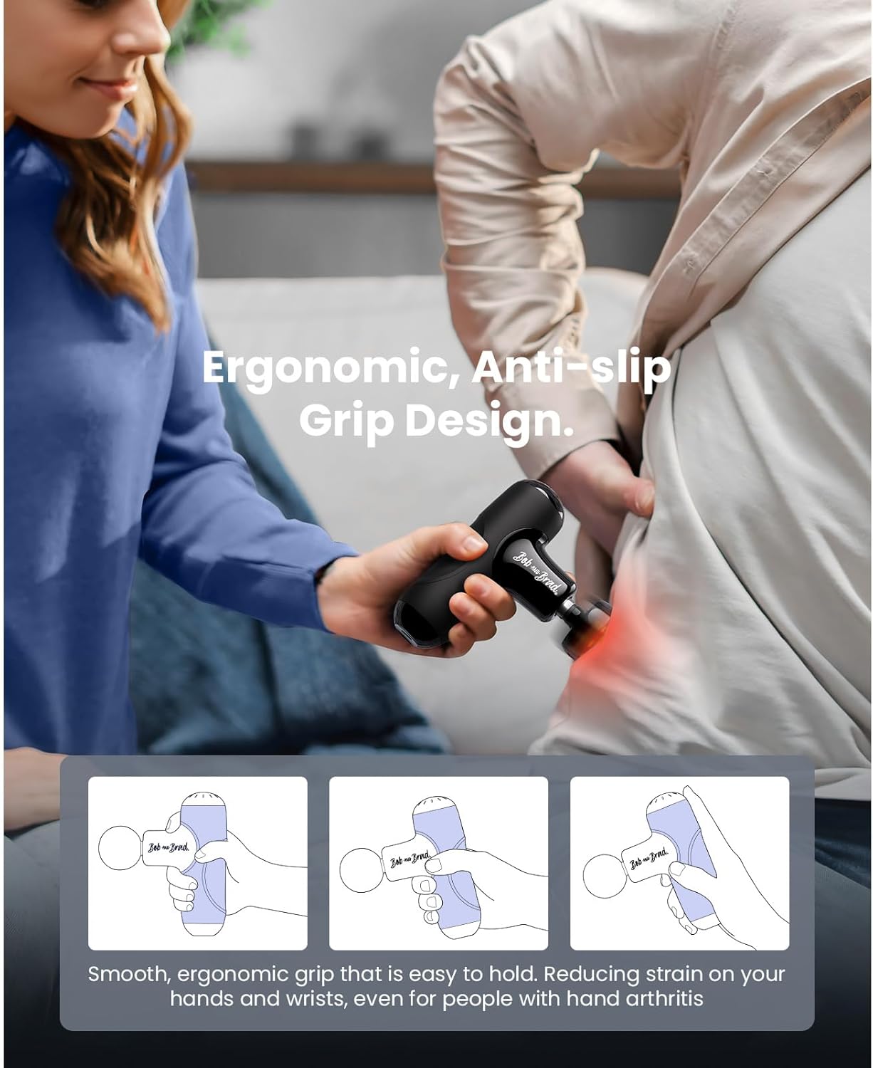 BOB AND BRAD Q2 Plus Mini Massage Gun with Heat, Pocket-Sized Heated Deep Tissue Massager Gun, Portable Percussion Muscle Massager Gun, Ultra Small & Quiet Muscle Massage Gun