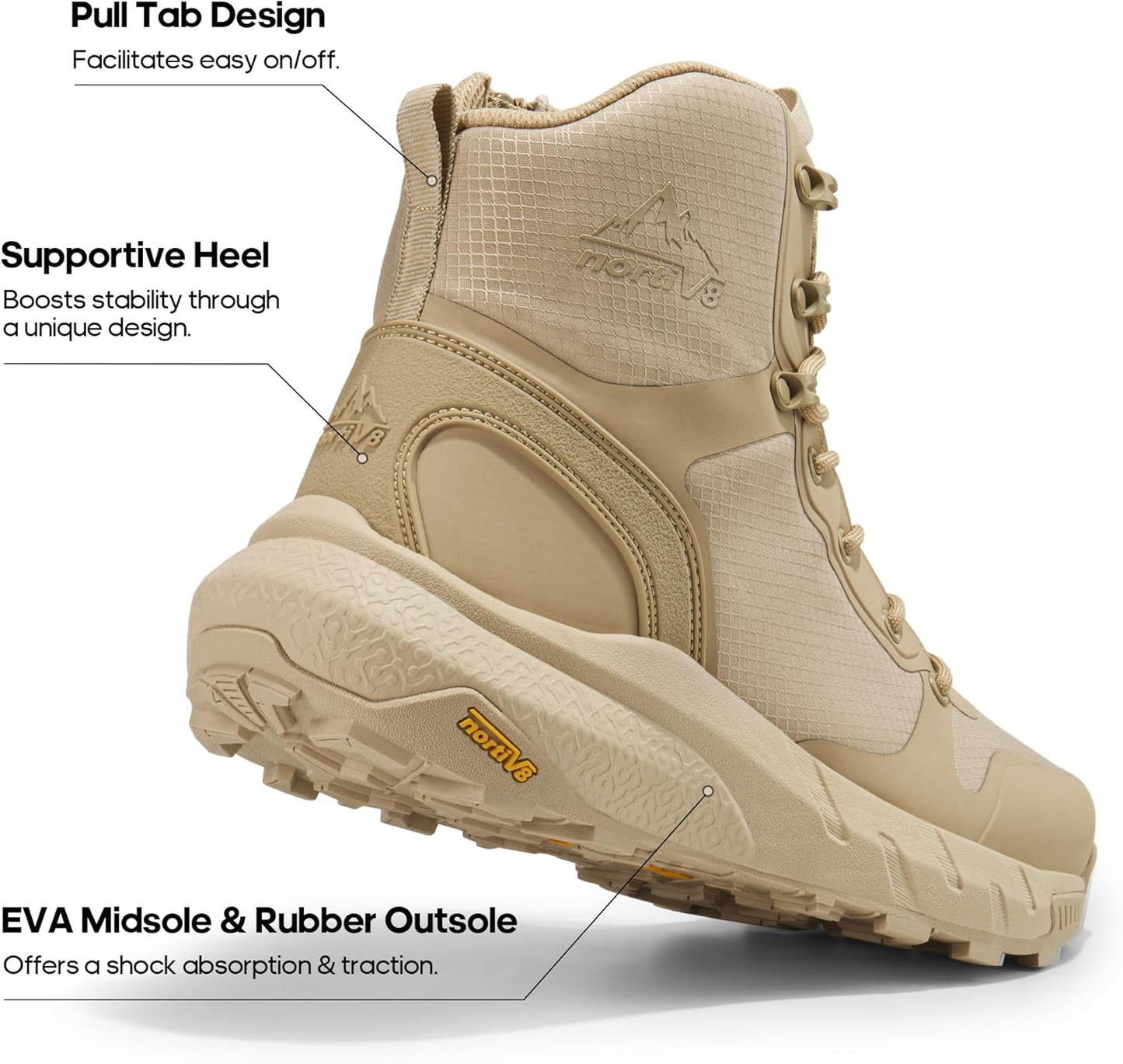 NORTIV 8 Men's Military Tactical Boot Lightweight Comfortable Boots for Work All Day Side Zipper Motorcycle Combat Hiking Boots Metrostrike(8-9 Inches)