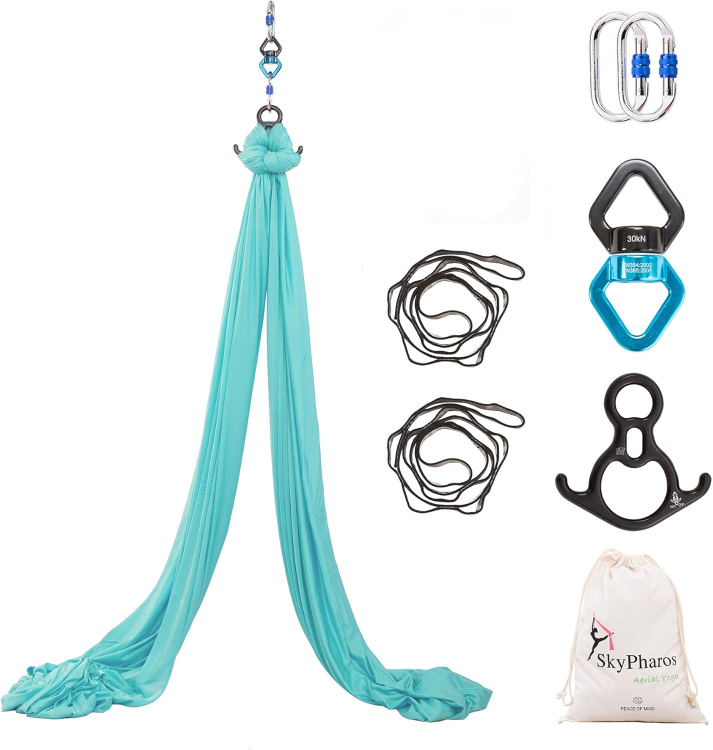 Aerial Silks Yoga Swing Set - 9/11 Yards Aerial Yoga Hammock Kit Anti-Gravity Flying for Fitness, Low/Non Stretch Nylon Tricot Fabric Hardware Included for Dance