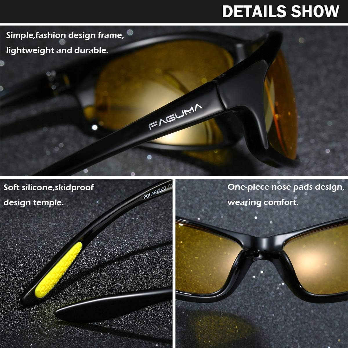FAGUMA Polarized Sports Sunglasses For Men Cycling Driving Fishing UV400 Protection
