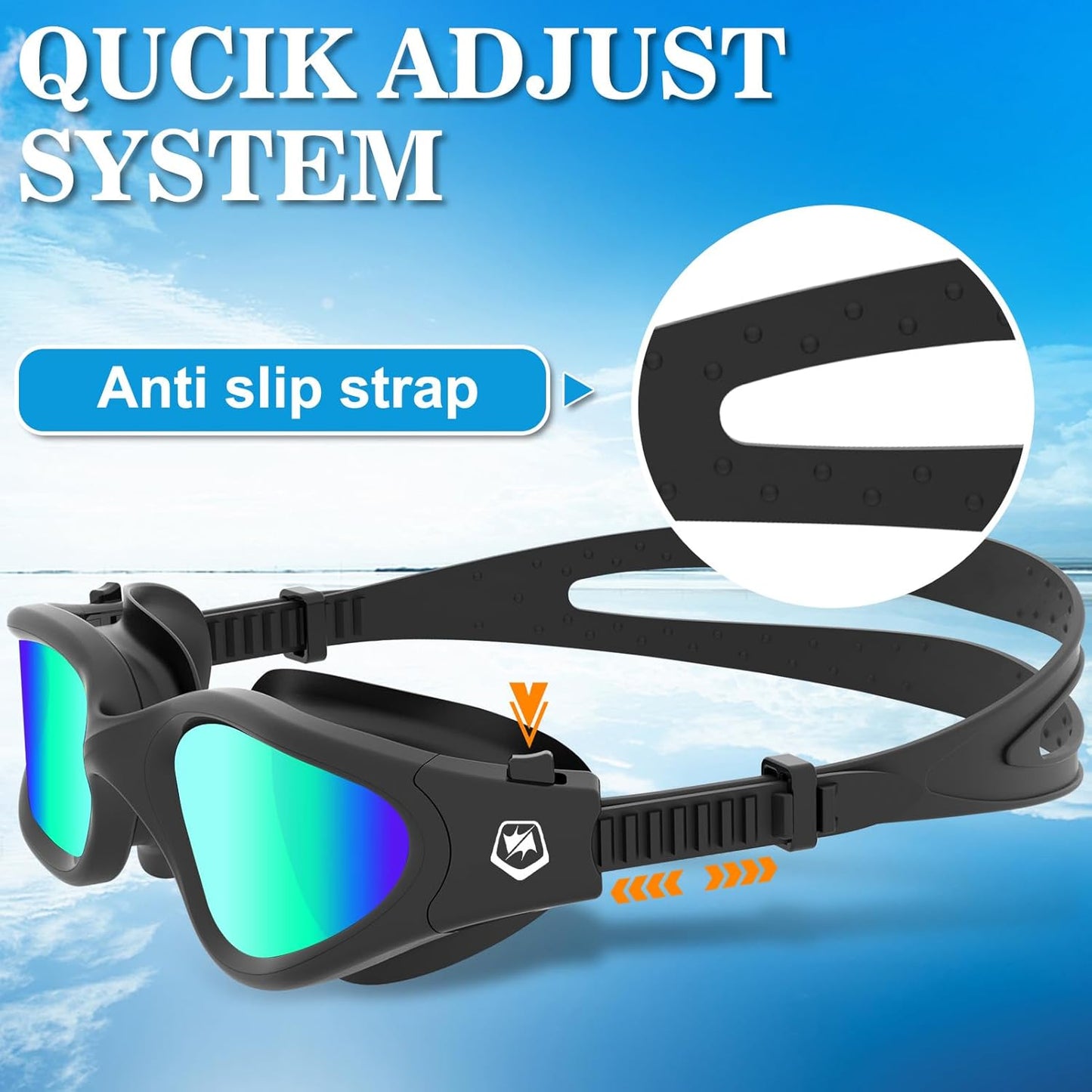 WIN.MAX Polarized Swimming Goggles Swim Pool Goggles Anti Fog Anti UV No Leakage Clear Vision for Men Women Adults Teenagers