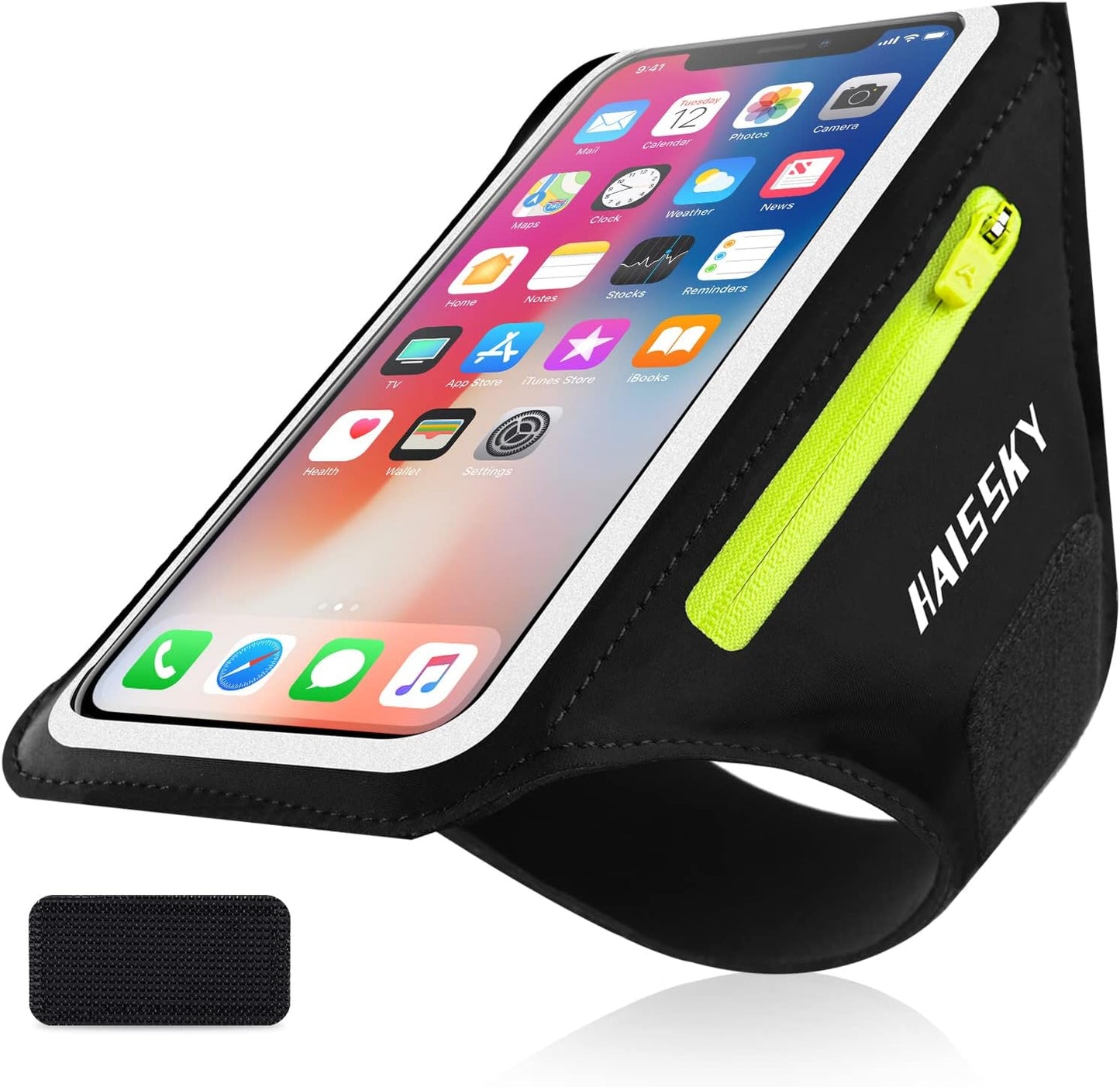 Phone Armband for Running Cell Phone Armband with Zipper Pocket for Earbuds Car Keys, Water Resistant Sport Arm Band for iPhone 16 15 12 11 Pro Galaxy S24 S20 Fit Up to 6.7'' with Phone Case
