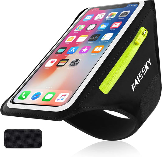 Phone Armband for Running Cell Phone Armband with Zipper Pocket for Earbuds Car Keys, Water Resistant Sport Arm Band for iPhone 16 15 12 11 Pro Galaxy S24 S20 Fit Up to 6.7'' with Phone Case