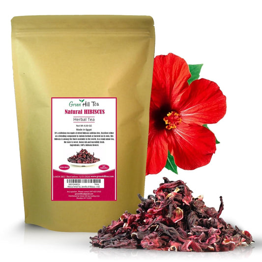 Greenhilltea Premium Dried Hibiscus Flower, Fully natural and healthy, Rich Aroma, Gluten Free, Non GMO, contains benefits of Hibiscus – 4 OZ