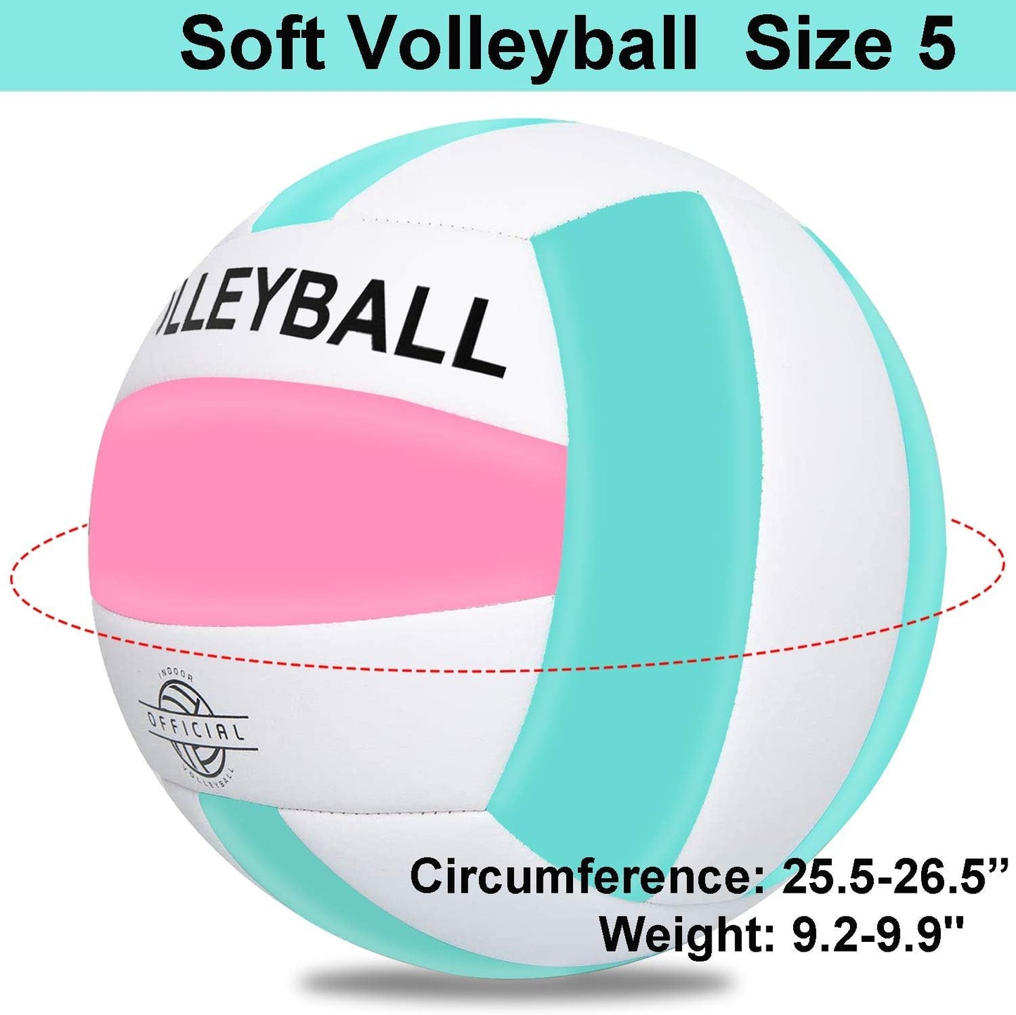 EVZOM Super Soft Volleyball Beach Volleyball Official Size 5 for Outdoor/Indoor/Pool/Gym/Training Premium Volleyballs Equipment Durability Stability Sports Ball