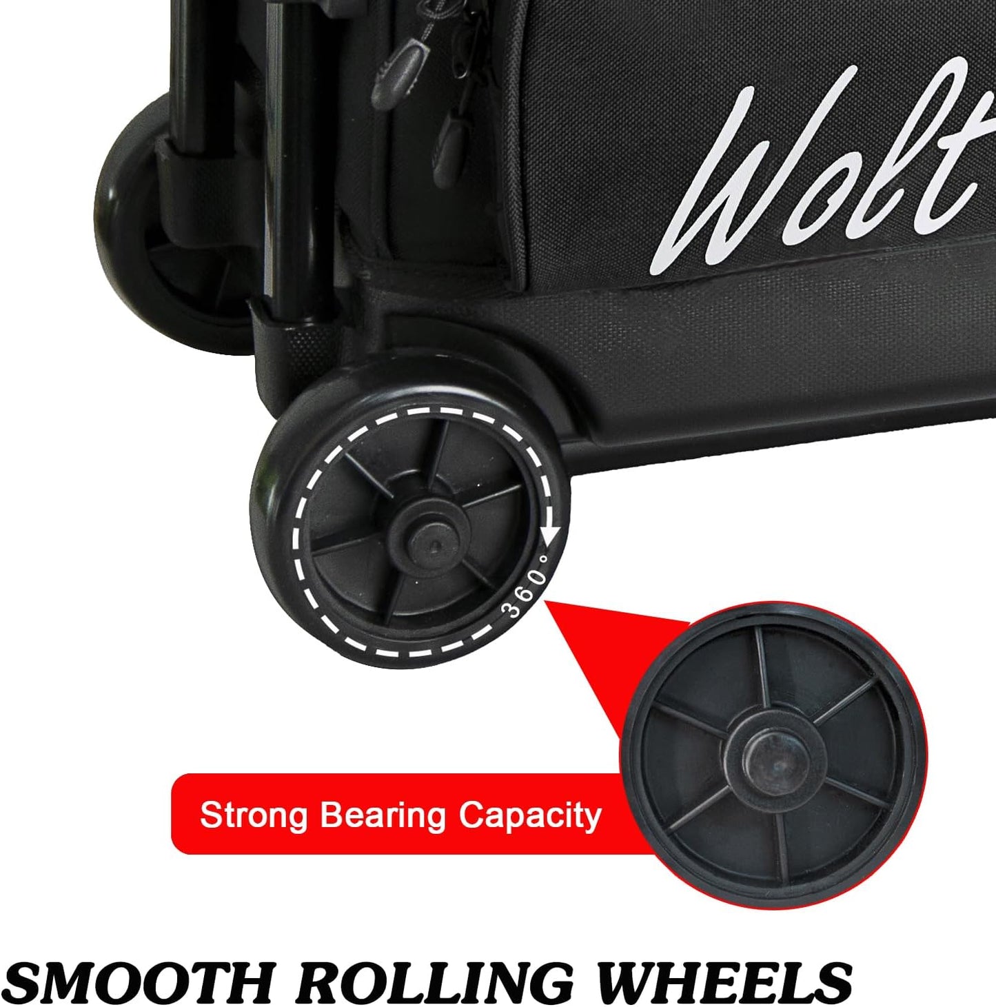 WOLT 3 Ball Bowling Bags with Wheels,Bowling Ball Bag 3 Ball Roller with Separate Shoe Compartment and Accessory Pocket, Retractable Handle Extends to 38’’