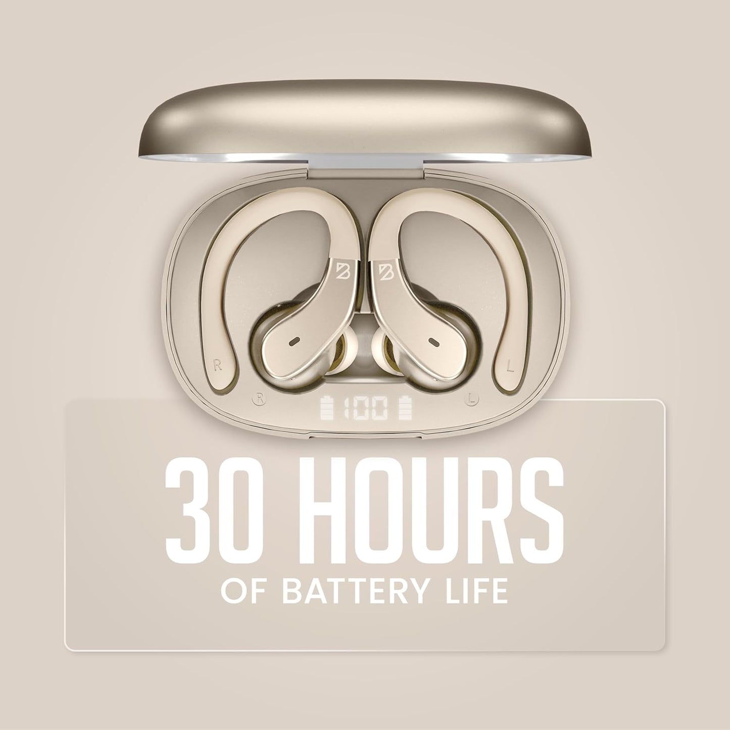 Back Bay Audio - Runner's Wireless Earbuds Bluetooth Headphones for Sports, Hook Over The Ear Buds, Deep Bass, Wrap Around Earphones with Earhooks for Running, Workout Wireless Headphones for The Gym