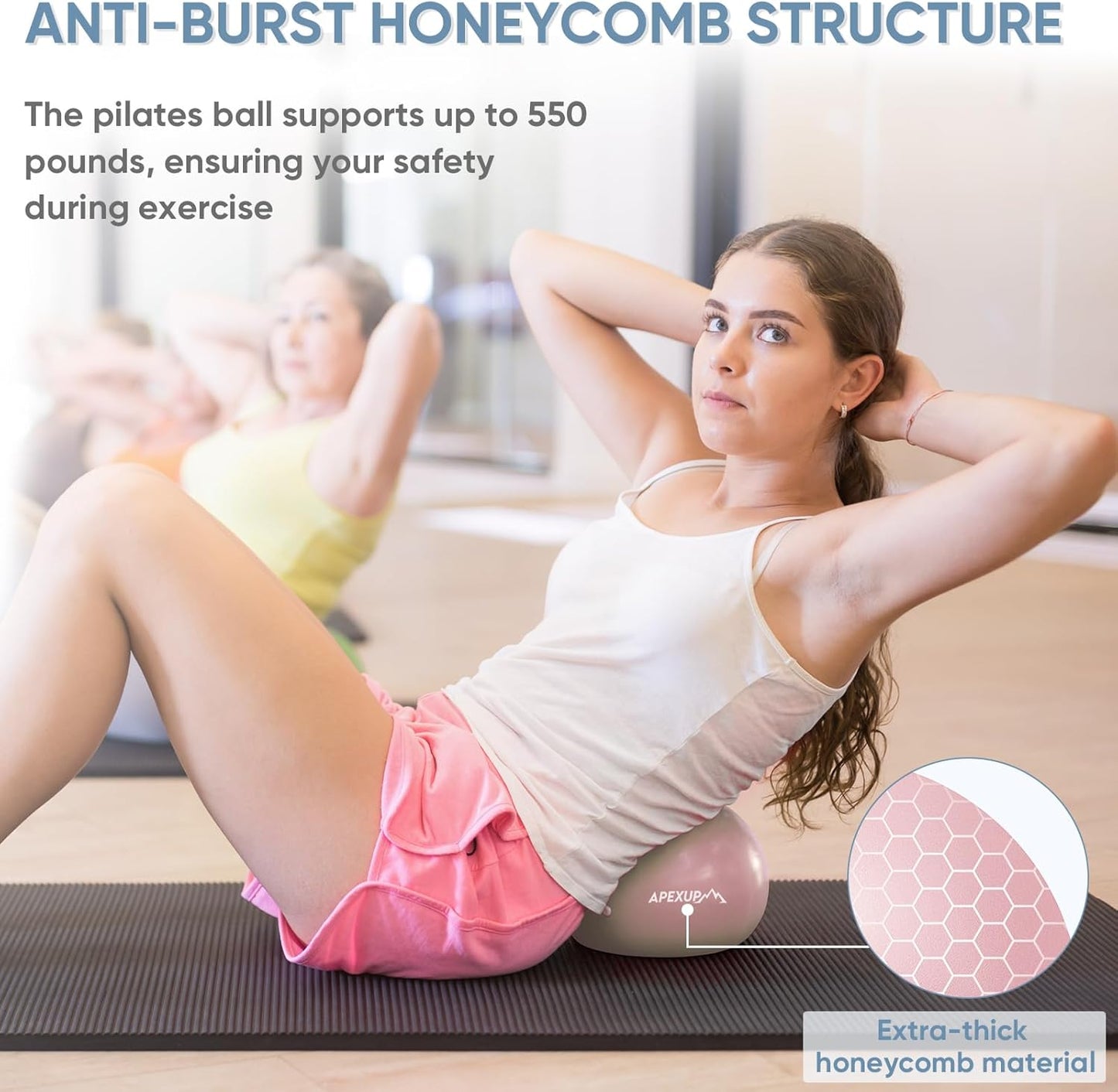 APEXUP Yoga & Pilates Ball - Anti Slip Heavy Duty Gym Ball for Fitness, Balance & Core Workout