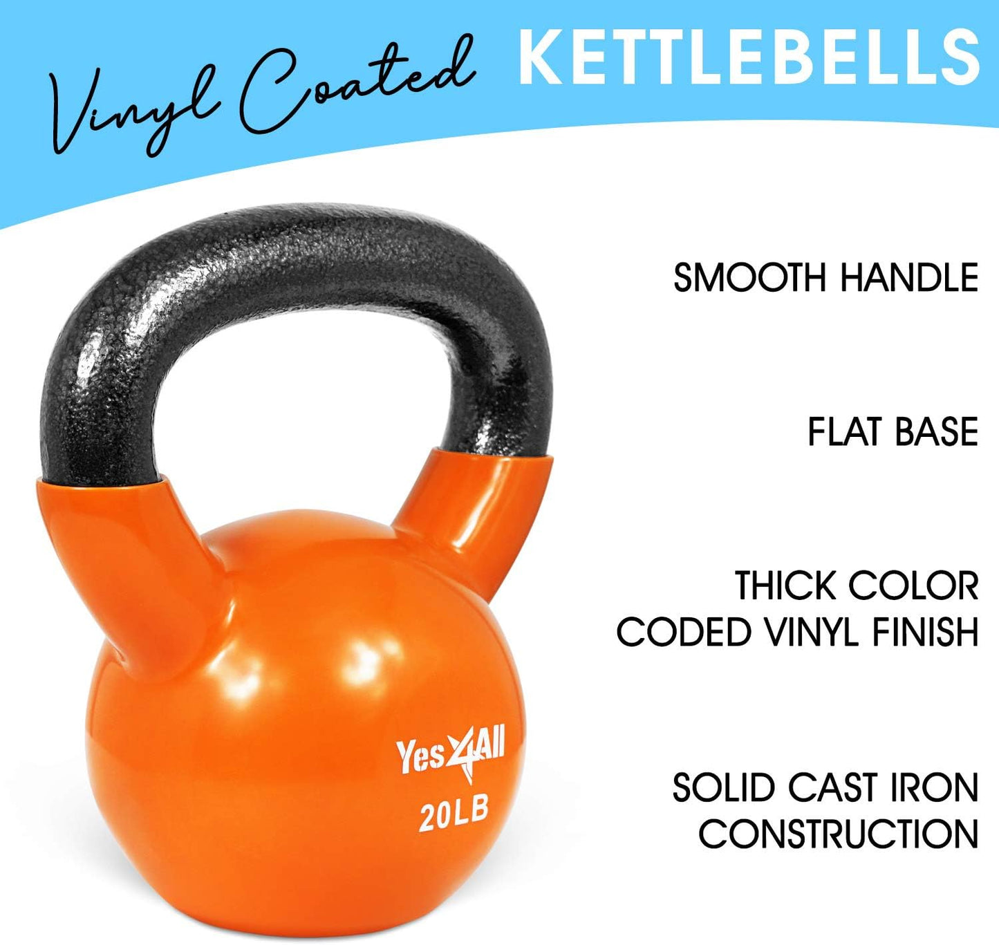 Yes4All Kettlebell Set Vinyl Coated Weights Combo for Full Body Workout Equipment Push up, Grip Strength Training, Dumbbell Weights Exercises