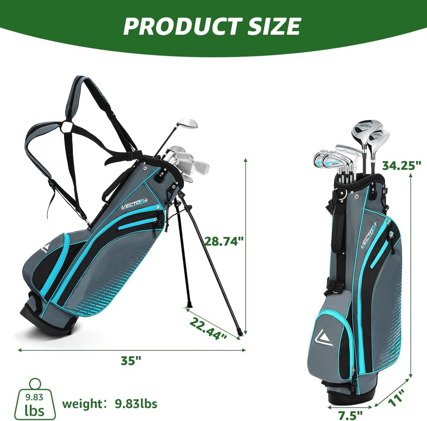 8 Pieces Complete Golf Club Set – Full Set with Bag, Fairway Wood, Hybrid, Irons, Putter – Lightweight, Beginner Friendly, Premium Quality, Distance & Accuracy, Easy to Use for Men & Women