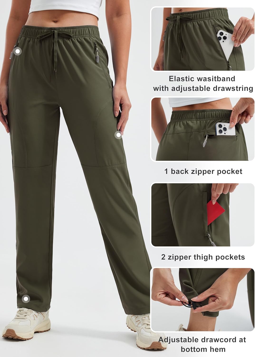 Libin Women's Hiking Pants Lightweight Quick Dry Cargo Pants Casual Safari Work Travel Clothes Petite/Regular/Tall