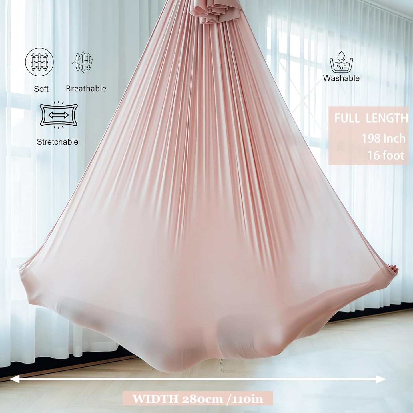 F.Life Aerial Silk Yoga Hammock & Swing for yoga Inversion,Strength training,starter hardware kit