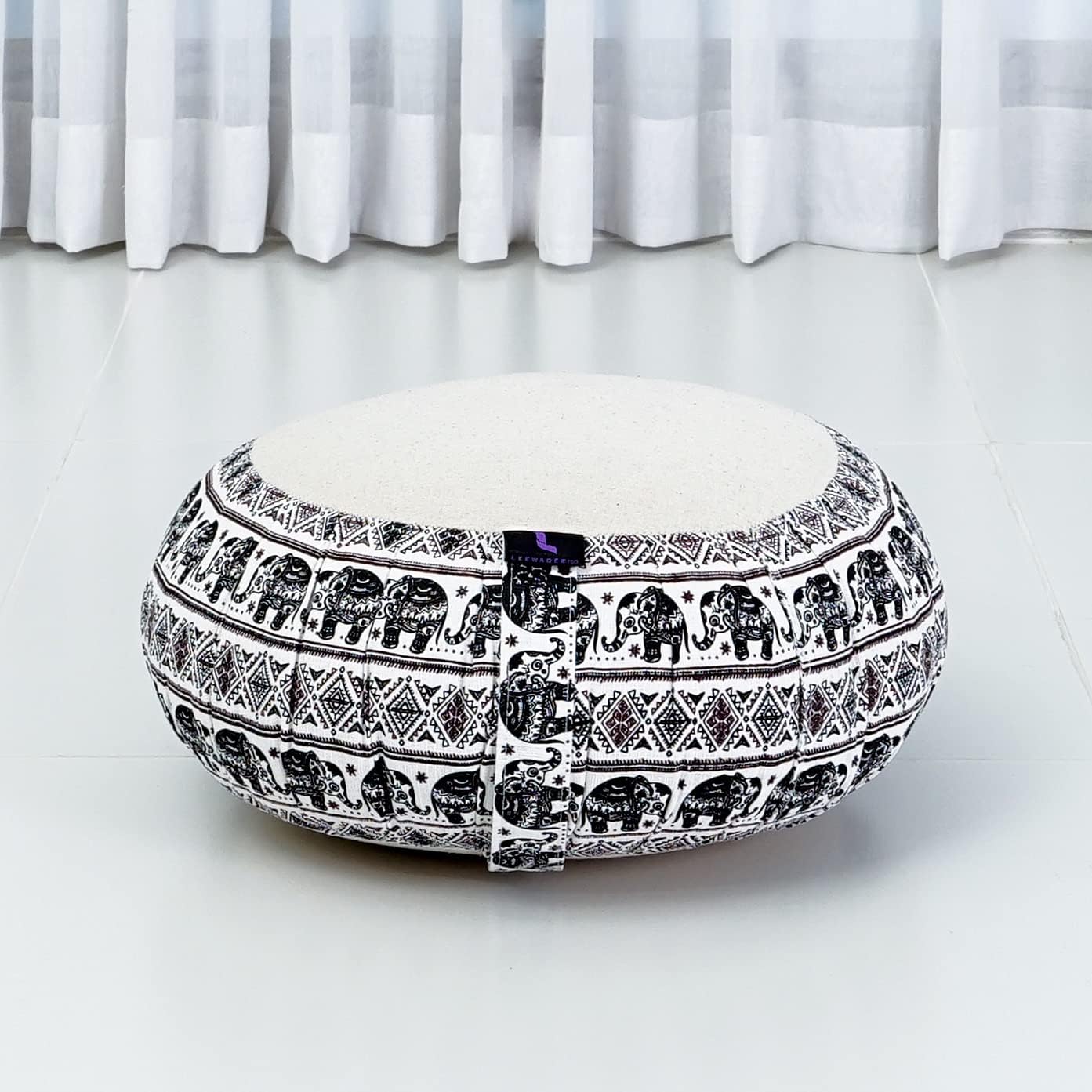 Leewadee Meditation Cushion Set – 1 Round Zafu Meditation Pillow and 1 Square Roll-Up Zabuton Meditation Mat, Pillows Bundle Filled with Kapok