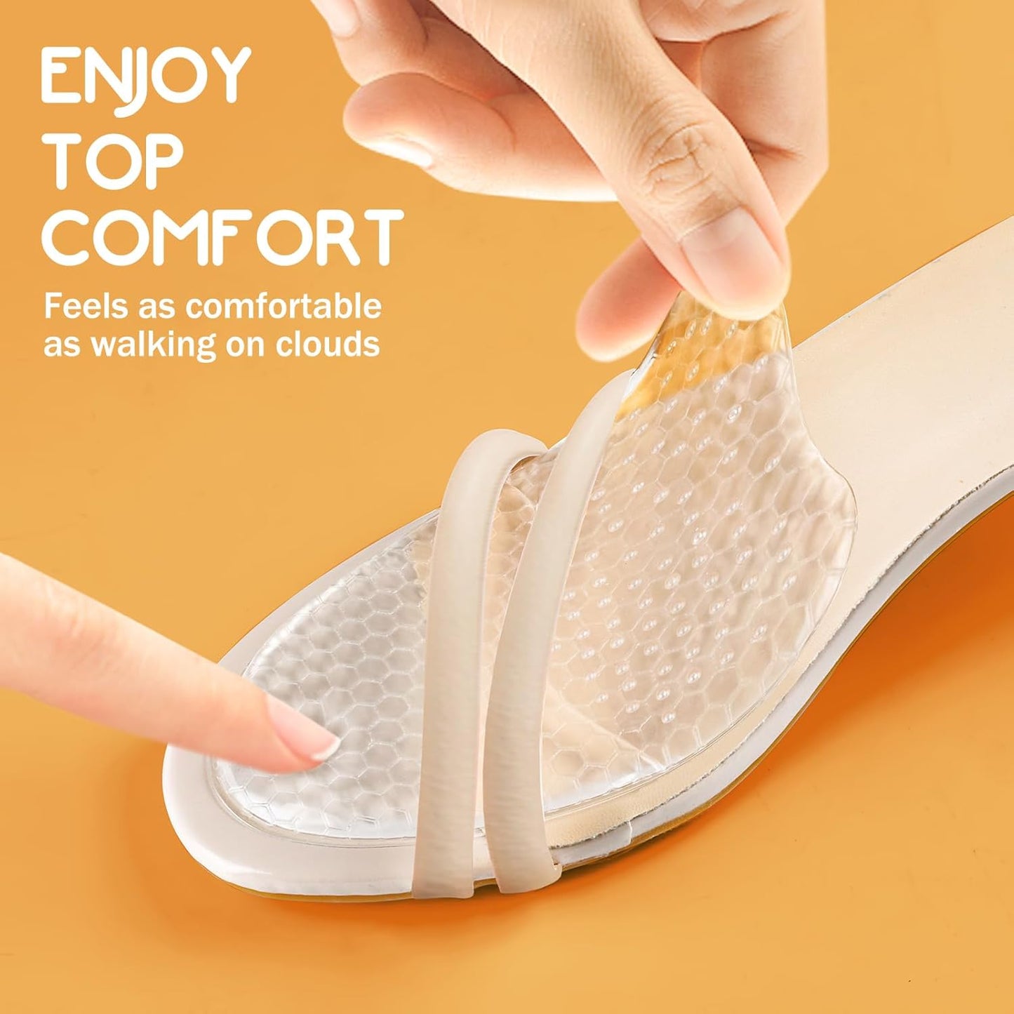 Metatarsal Pads for Women, Ball of Foot Cushions, Heel Inserts, High Heel Comfort Pads (2 Pairs), Anti Slip, Invisible Design