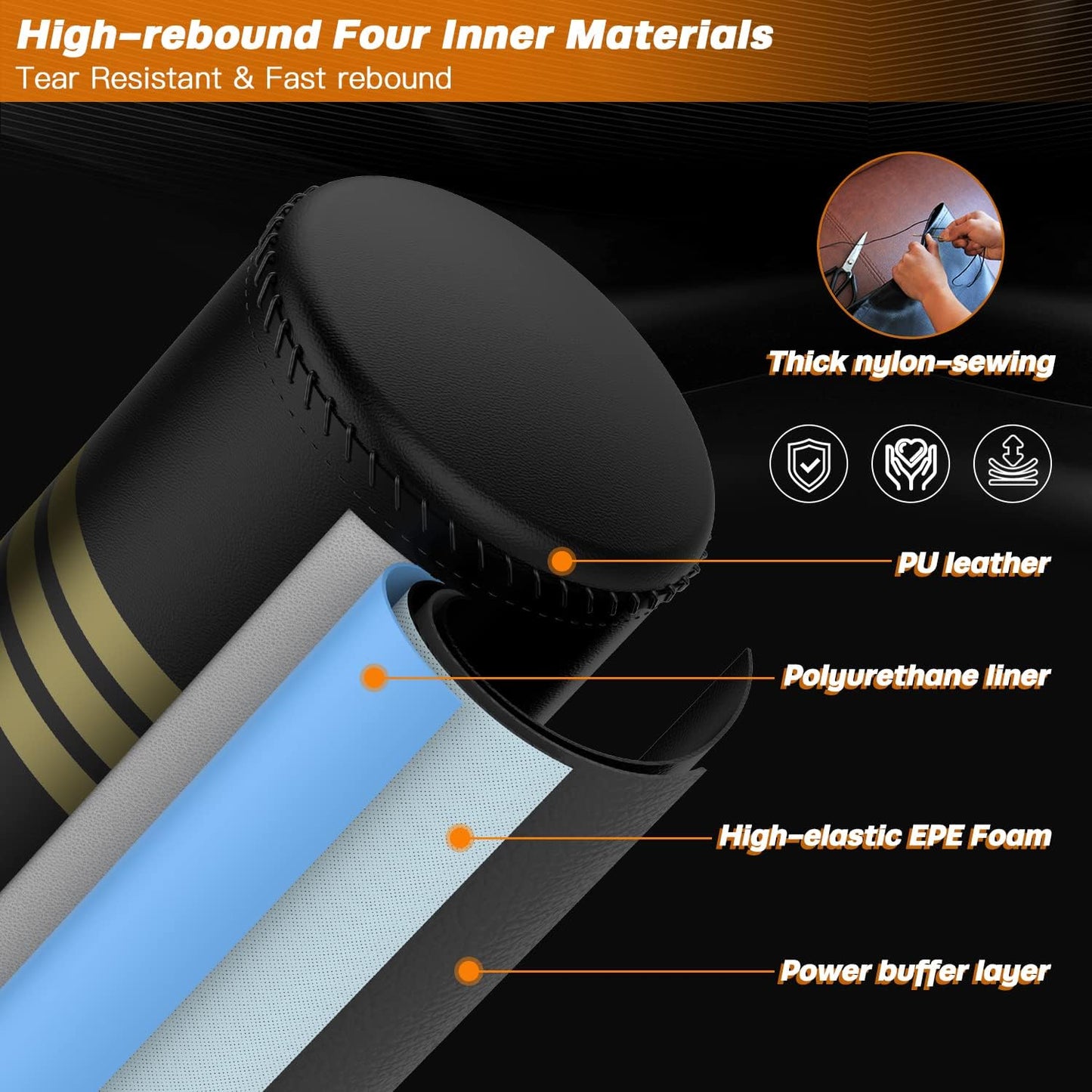 Dripex Freestanding Punching Bag, Heavy Boxing Bag with Stand for Adult Youth - Men Standing Boxing Punch Bag for Home Gym Workout