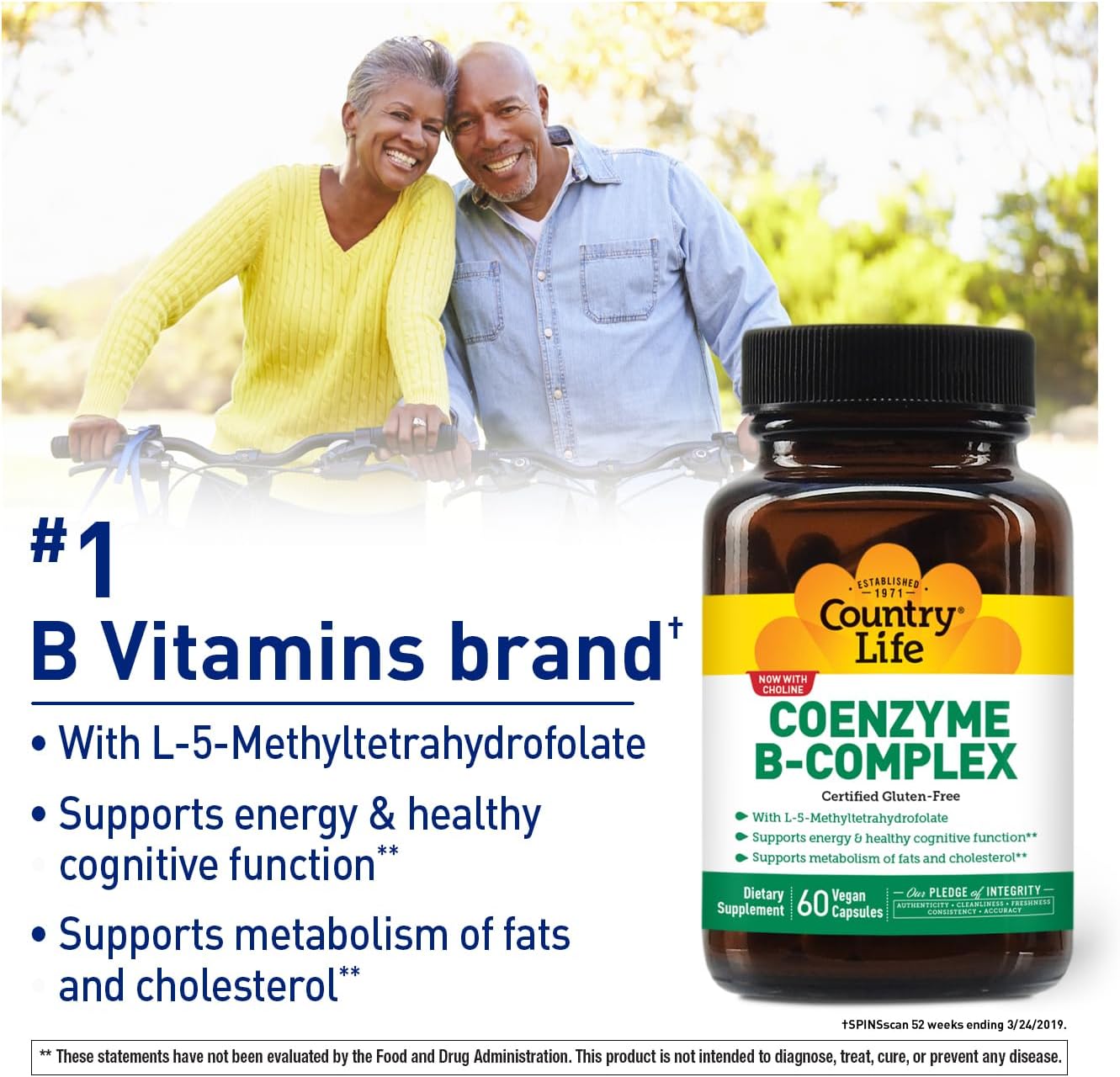 Country Life Coenzyme B-Complex, 60 Capsules – Supports Energy & Metabolism, Mood & Cognitive Function – Vegan, Gluten-Free, Bioavailable B Vitamins with Choline