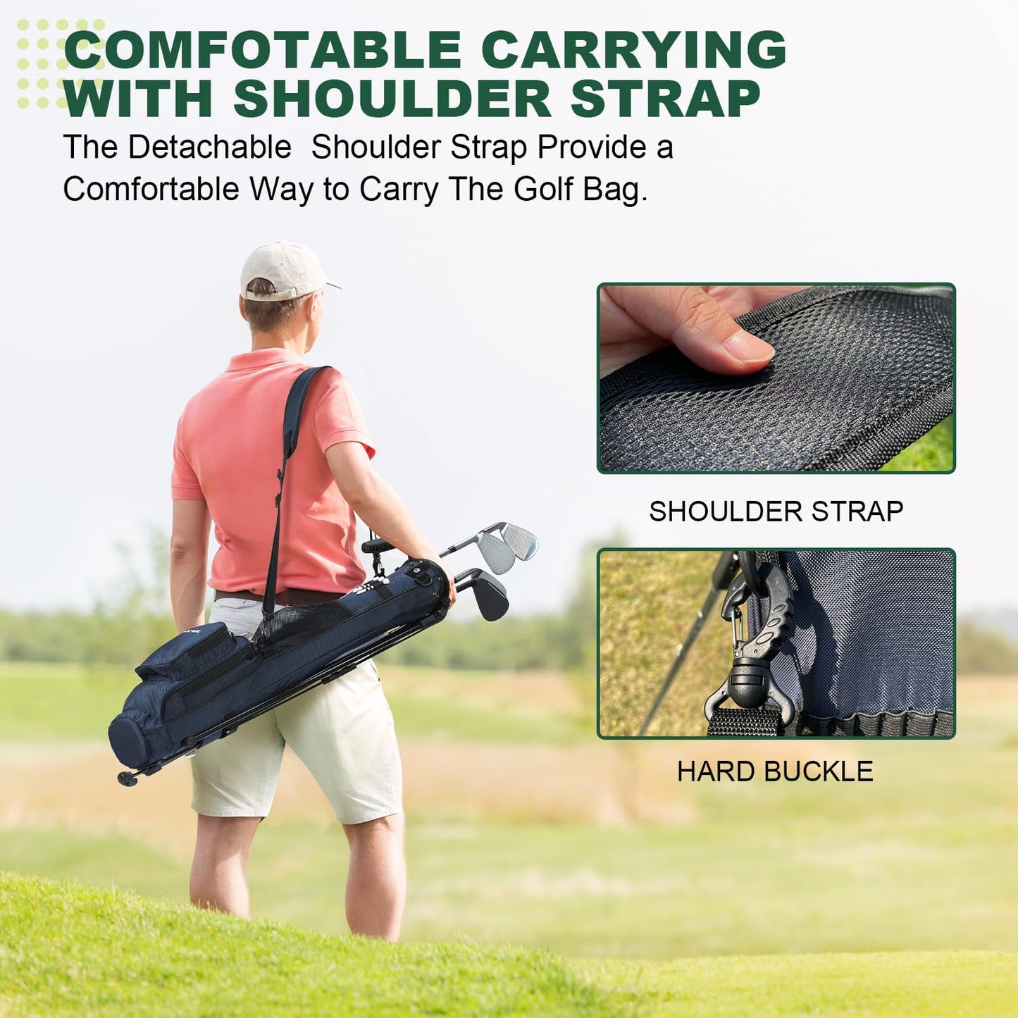 MAZEL Lightweight Golf Bag for Men – Easy to Carry Golf Clubs Bag with Shoulder Strap,Pitch n Putt Golf Stand Bag for Driving Range,Par 3 and Executive Courses - Fit Up to 8 Clubs