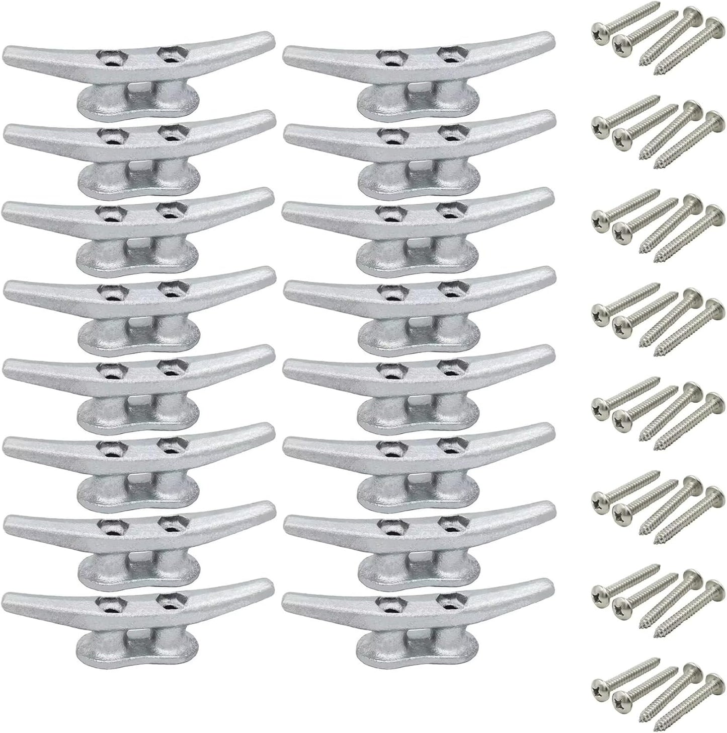 4 inch Dock Cleats 4/6/8/12/16/20/24 Pack,Boat Dock Cleats Rope Cleat Marine Cleats Iron Boat Cleats with Hardware ldeal for Deck,Nautical Decor,Cleats for Boat Dock,Boat Tie Down Cleats