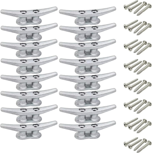 4 inch Dock Cleats 4/6/8/12/16/20/24 Pack,Boat Dock Cleats Rope Cleat Marine Cleats Iron Boat Cleats with Hardware ldeal for Deck,Nautical Decor,Cleats for Boat Dock,Boat Tie Down Cleats