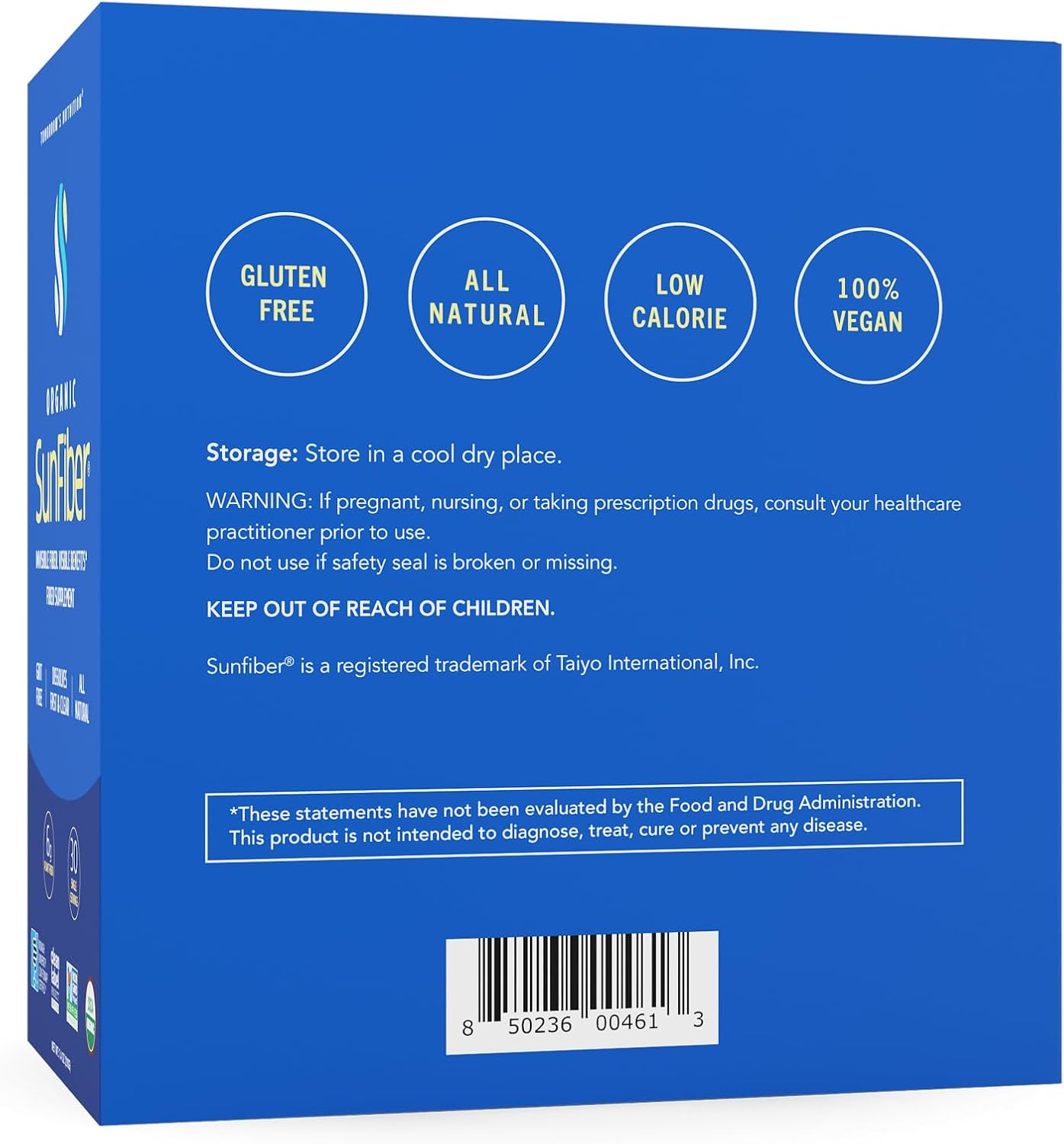 Tomorrow's Nutrition, Organic Sunfiber Stick Packs, Prebiotic Fiber Supplement for Digestive Health, Low FODMAP, Gluten-Free, 30 Packets, Blue