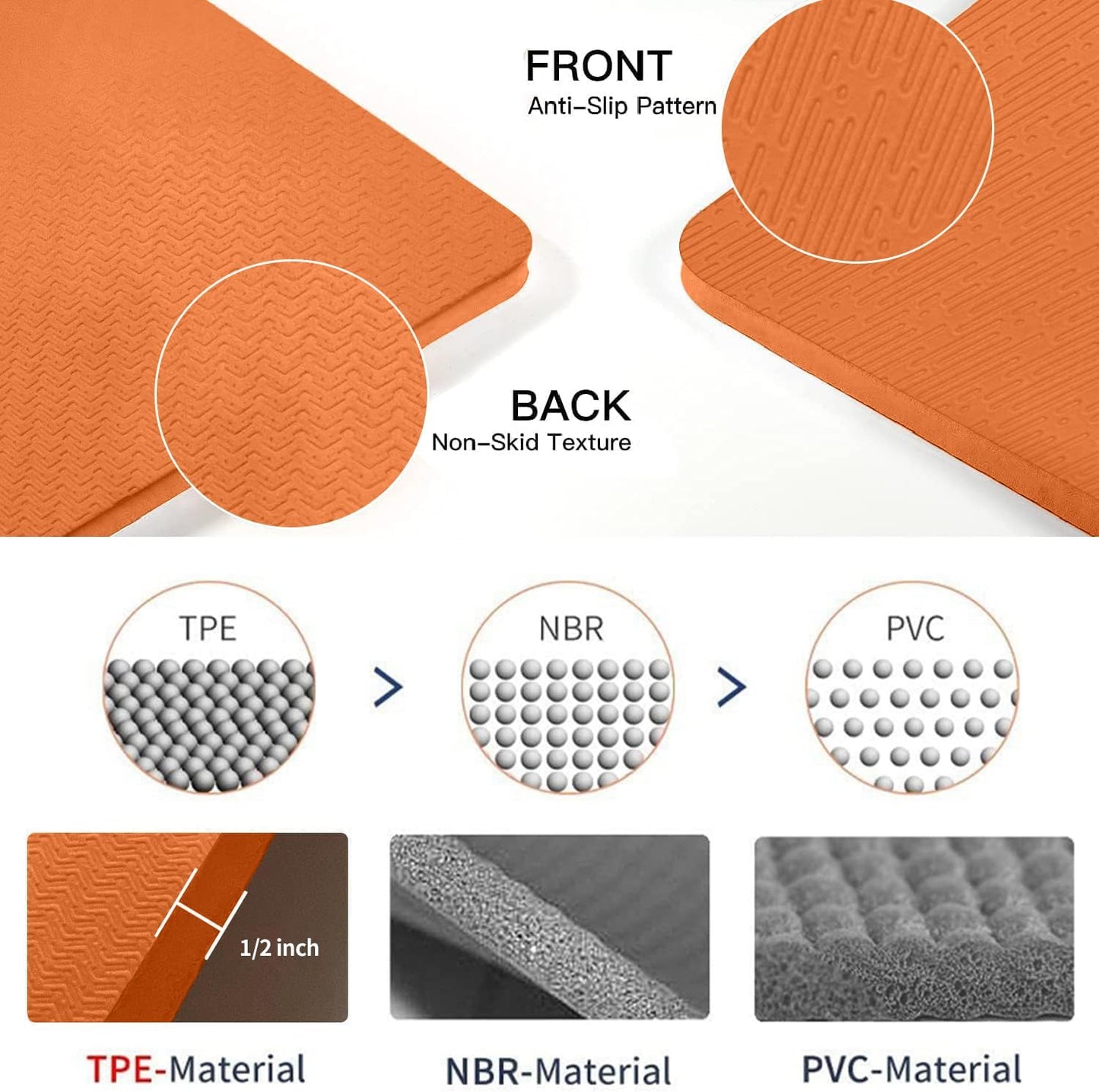 Hatha Yoga Large TPE Yoga Mat 6'x4'x1/2" Extra Thick Non-Slip Exercise Mat - for Yoga Pilates & Home Gym Workouts